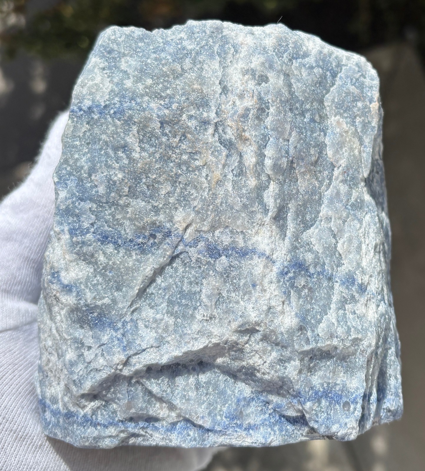 USA SALE 2.65LB BLUE QUARTZ VASE CONTAINER 4″x3.8″x3″ AVENTURINE PLANTER HOLDER