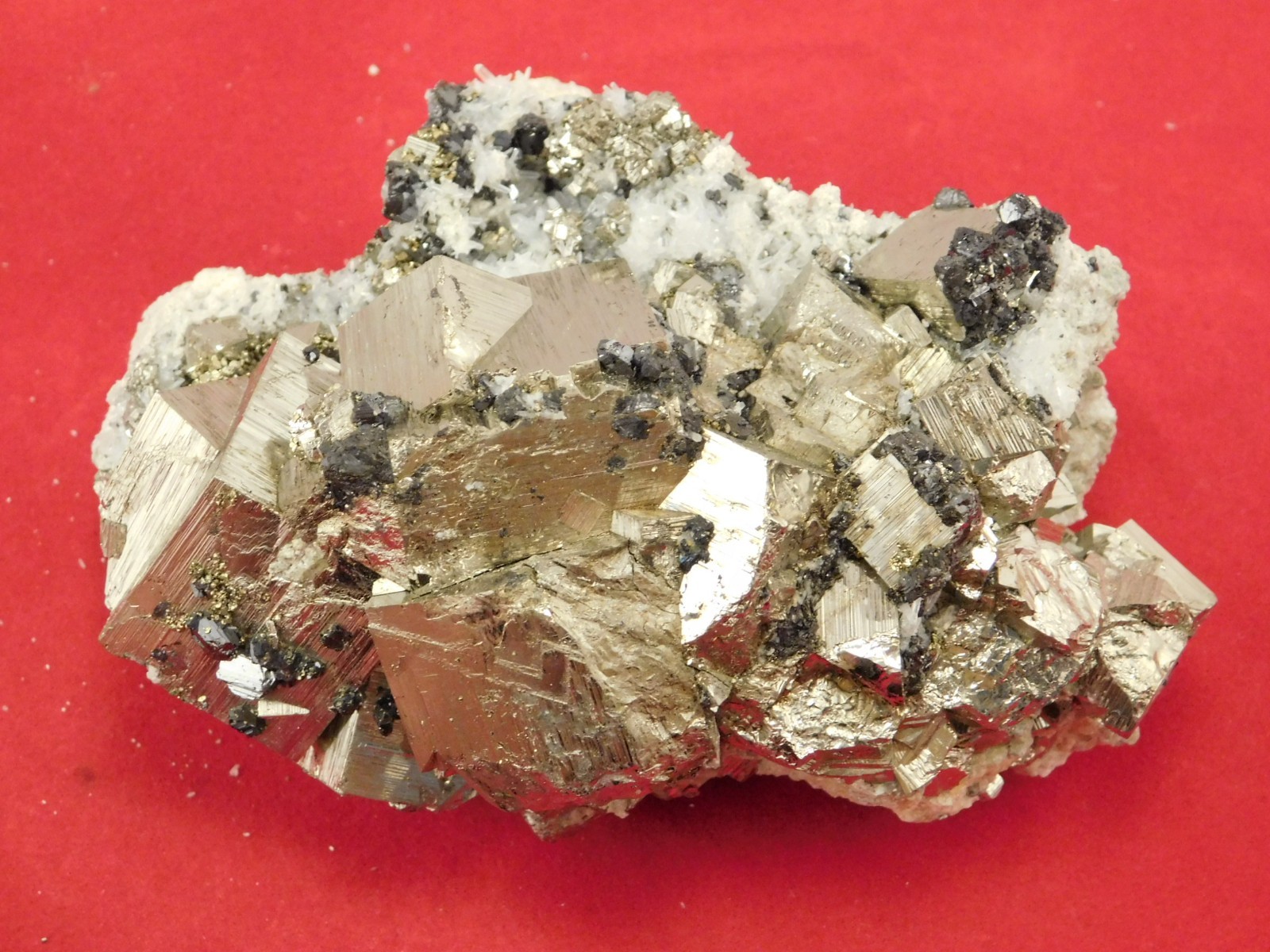 Big! PYRITE Crystal CUBE Cluster with Sphalerite and Druzy Quartz! Peru 471gr