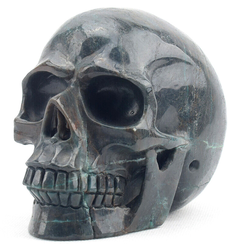 4.8” PHOENIX STONE Hand Carved Crystal Skull Figurine Realistic Healing Crafts