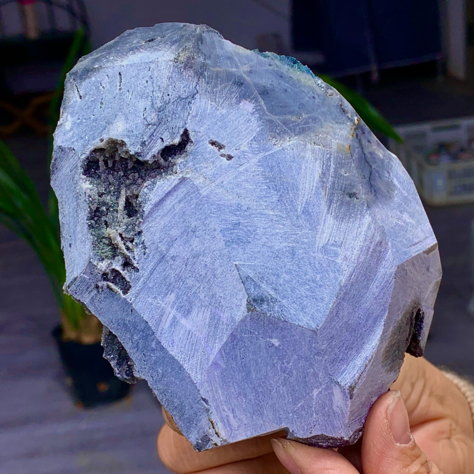 1.36LB Natural transparent purple cubic fluorite mineral sample Inner Mongolia