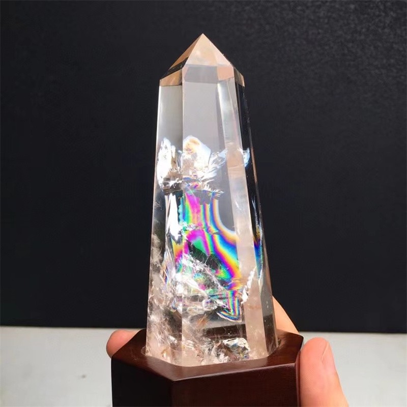 Top Natural Clear Quartz Tower Rainbow Obelisk Point Crystal Wand Healing 390g