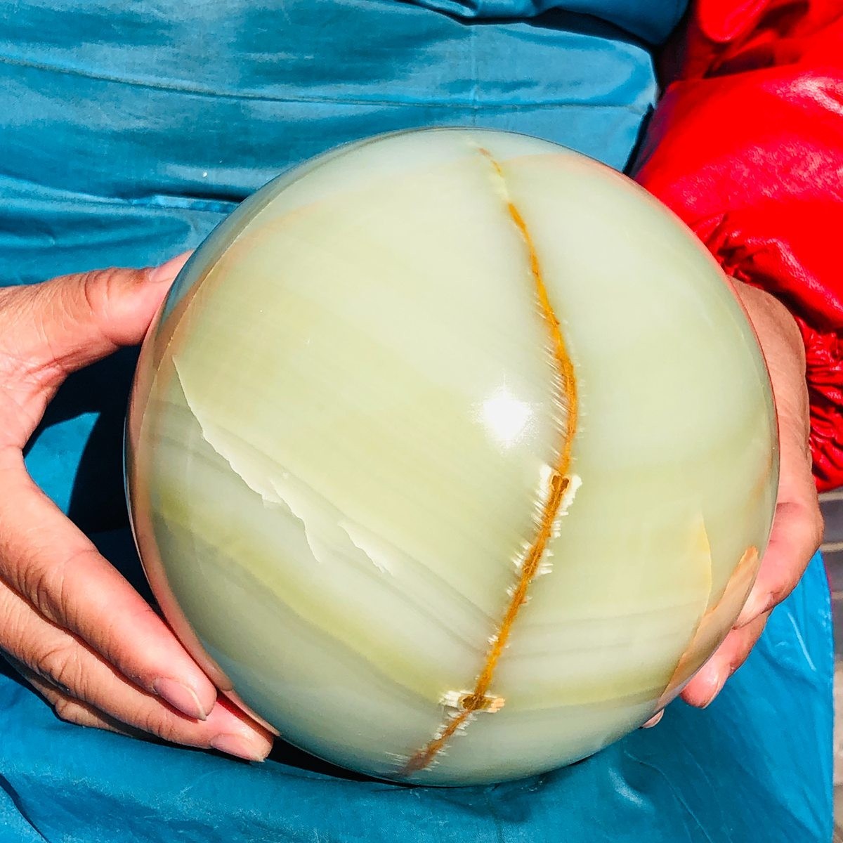 10.58LB Natural Afghan Jade Sphere Polished Crystal Healing Ball Home Reiki