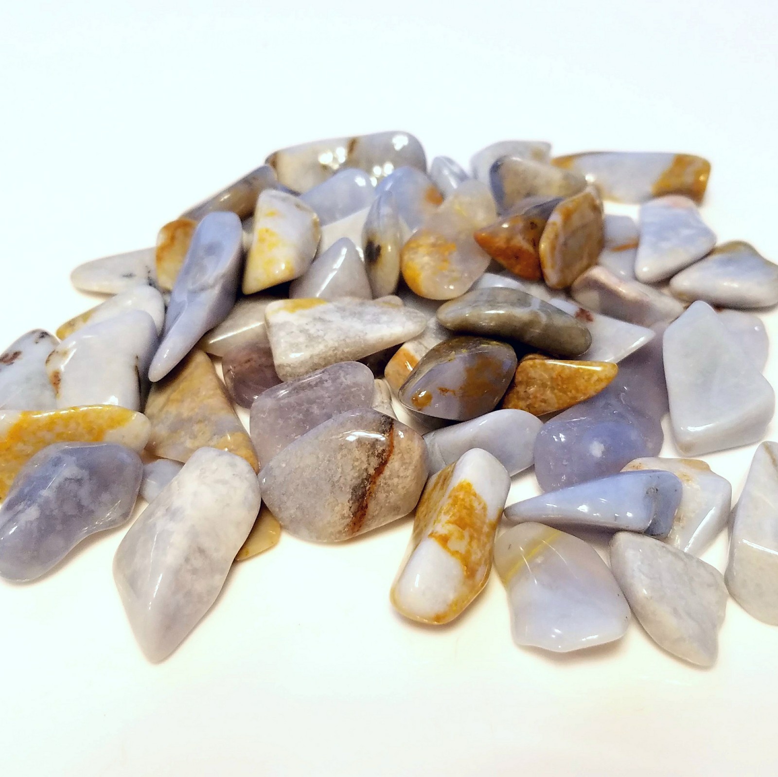 1/2 lb Tumbled Blue Chalcedony Gemstone Crystals 95-115 Stones Rock Specimens