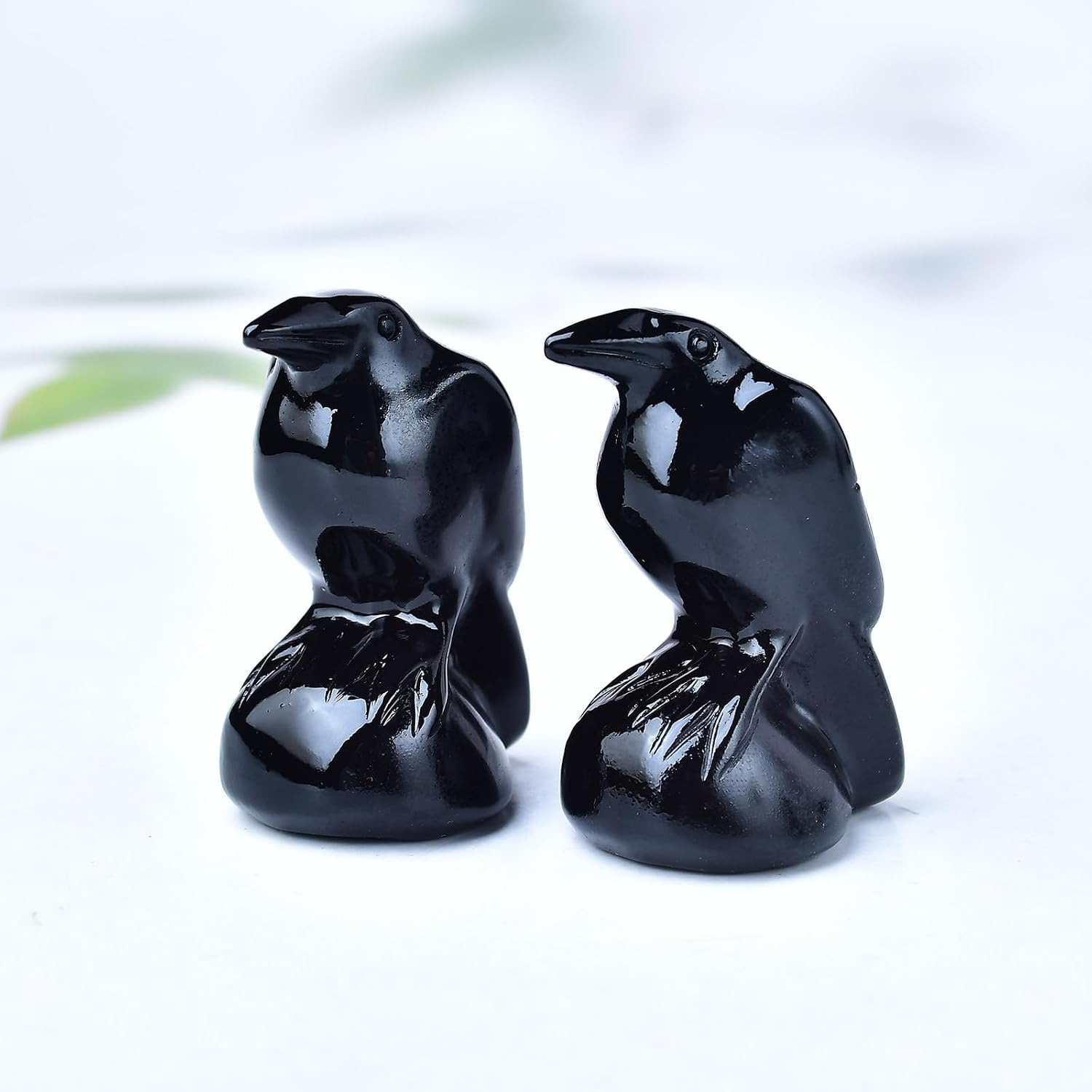 Crystal Raven Figurine 2 Inch Hand Carved Gemstone Crow Statue Gothic Decor