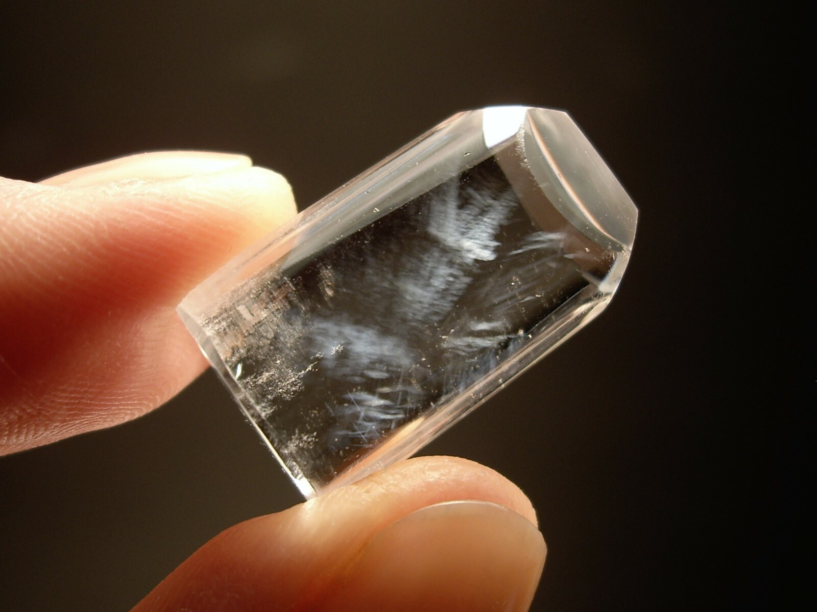 Feathery Blue Internal Light Refraction Phantoms In Super Clear Quartz 23.3cts