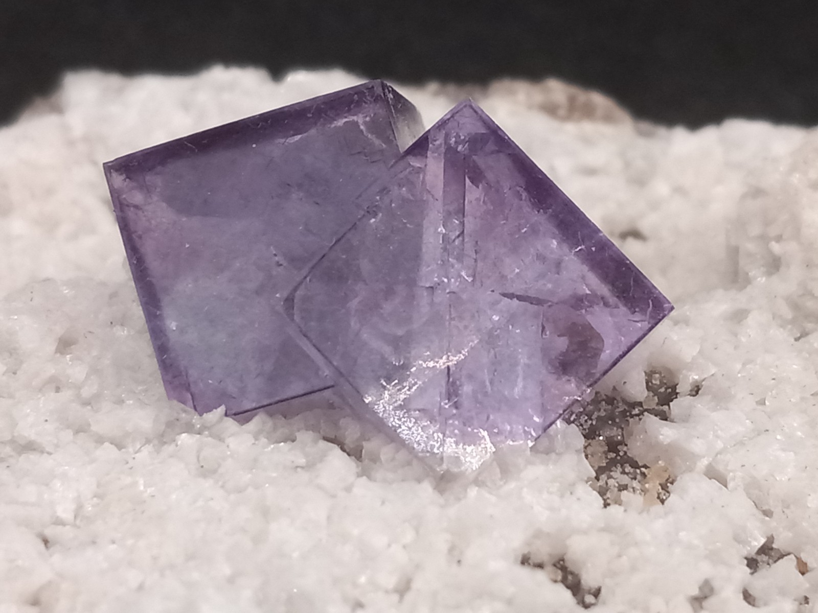 Purple Fluorite Cube Specimen with White Quartz on Matrix from Yaogangxian