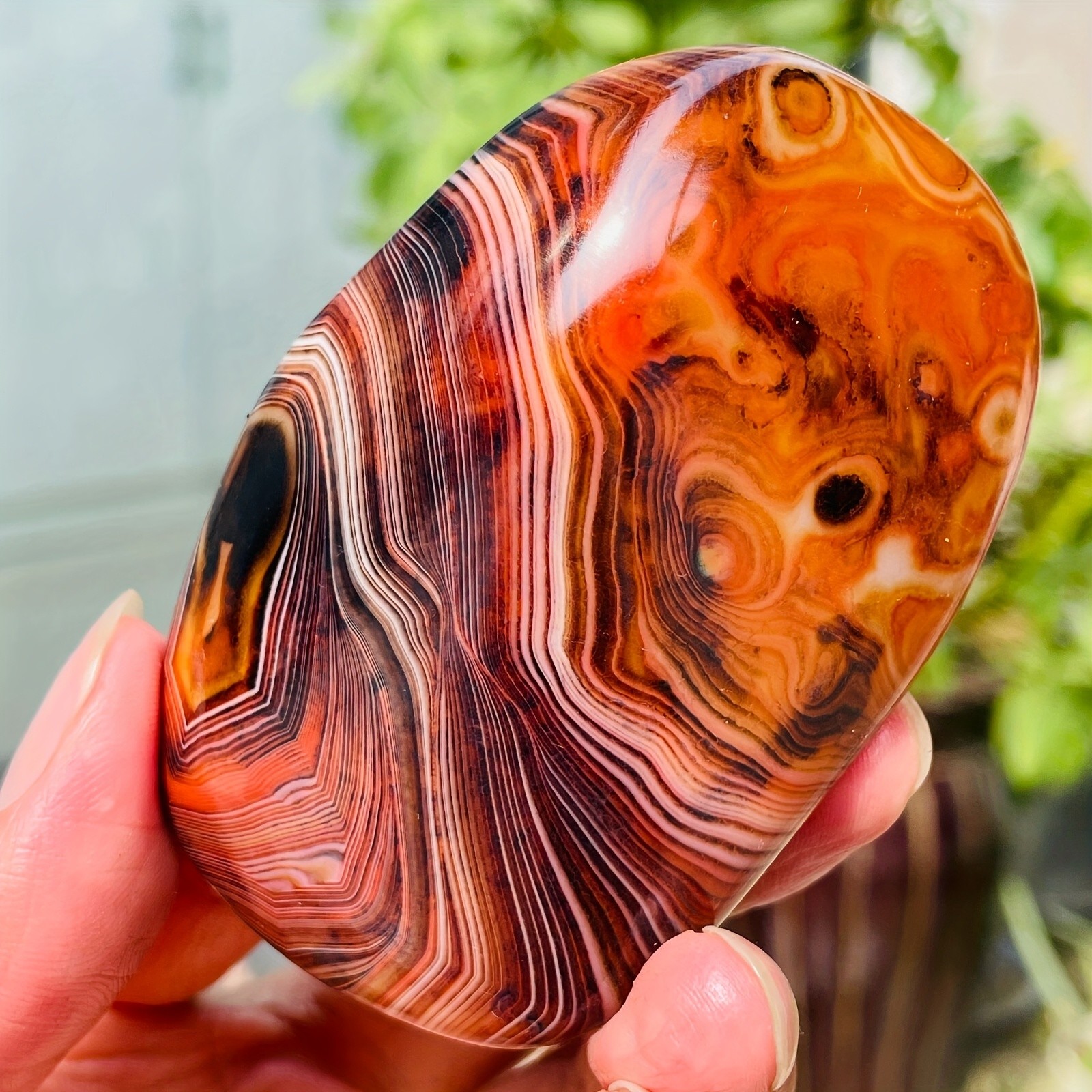 Black Red Sardonyx Agate Crystal Palm Stone Freeform Mineral Healing Decor Gift