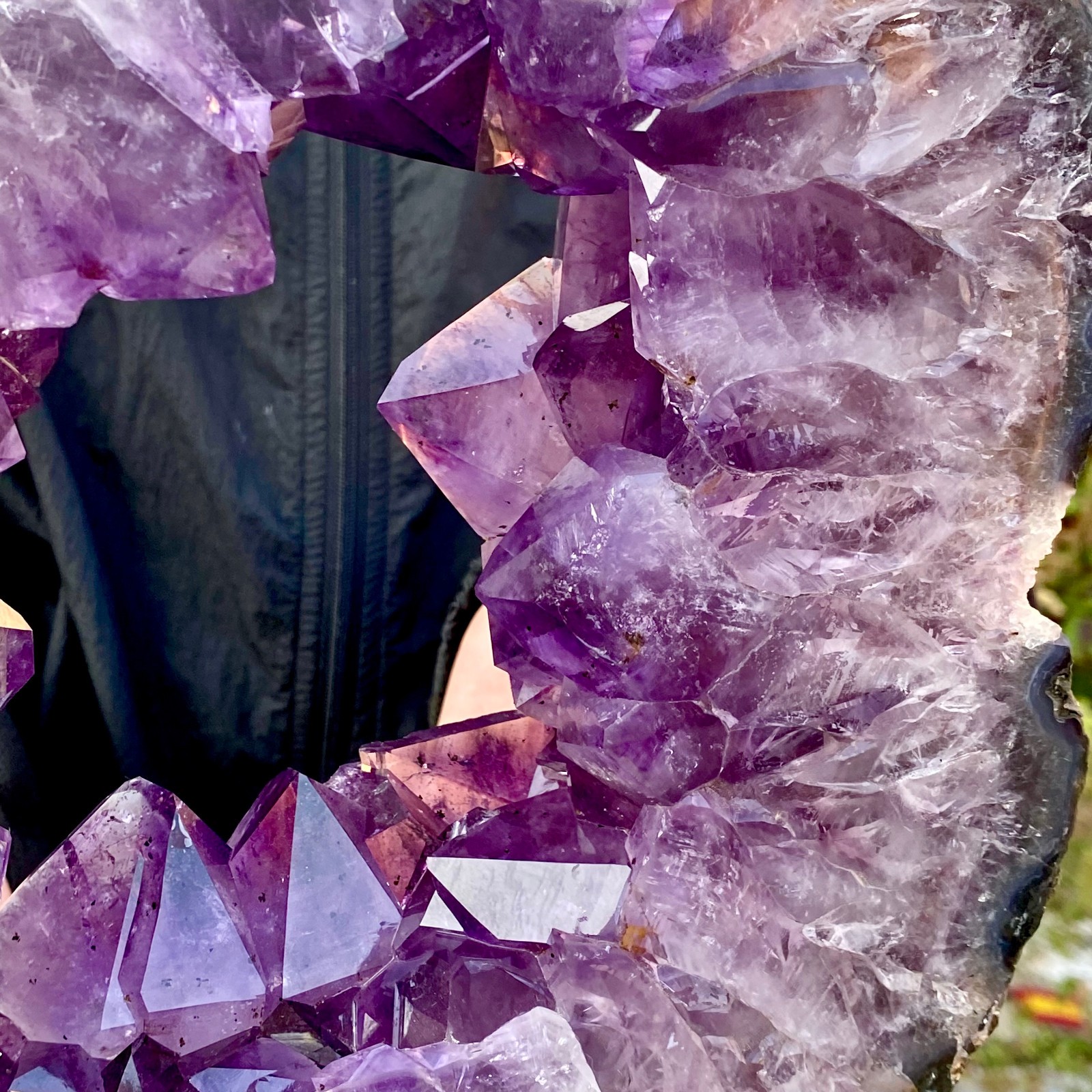 10.8LB Natural Amethyst Cave Crystal Slice Crescent shaped Hand Cut Repai