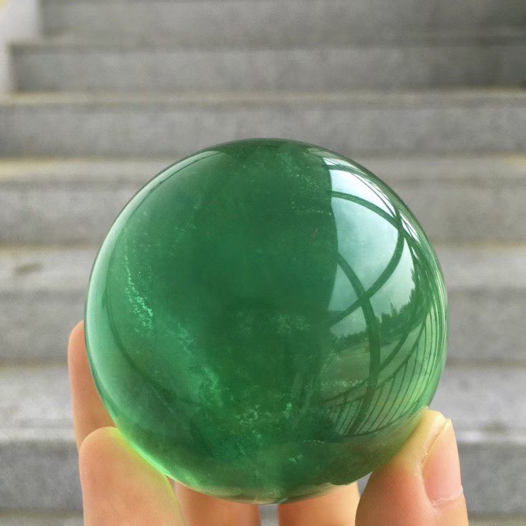 5cm Natural green fluorite Quartz Sphere Crystal Energy Ball Reiki Healing