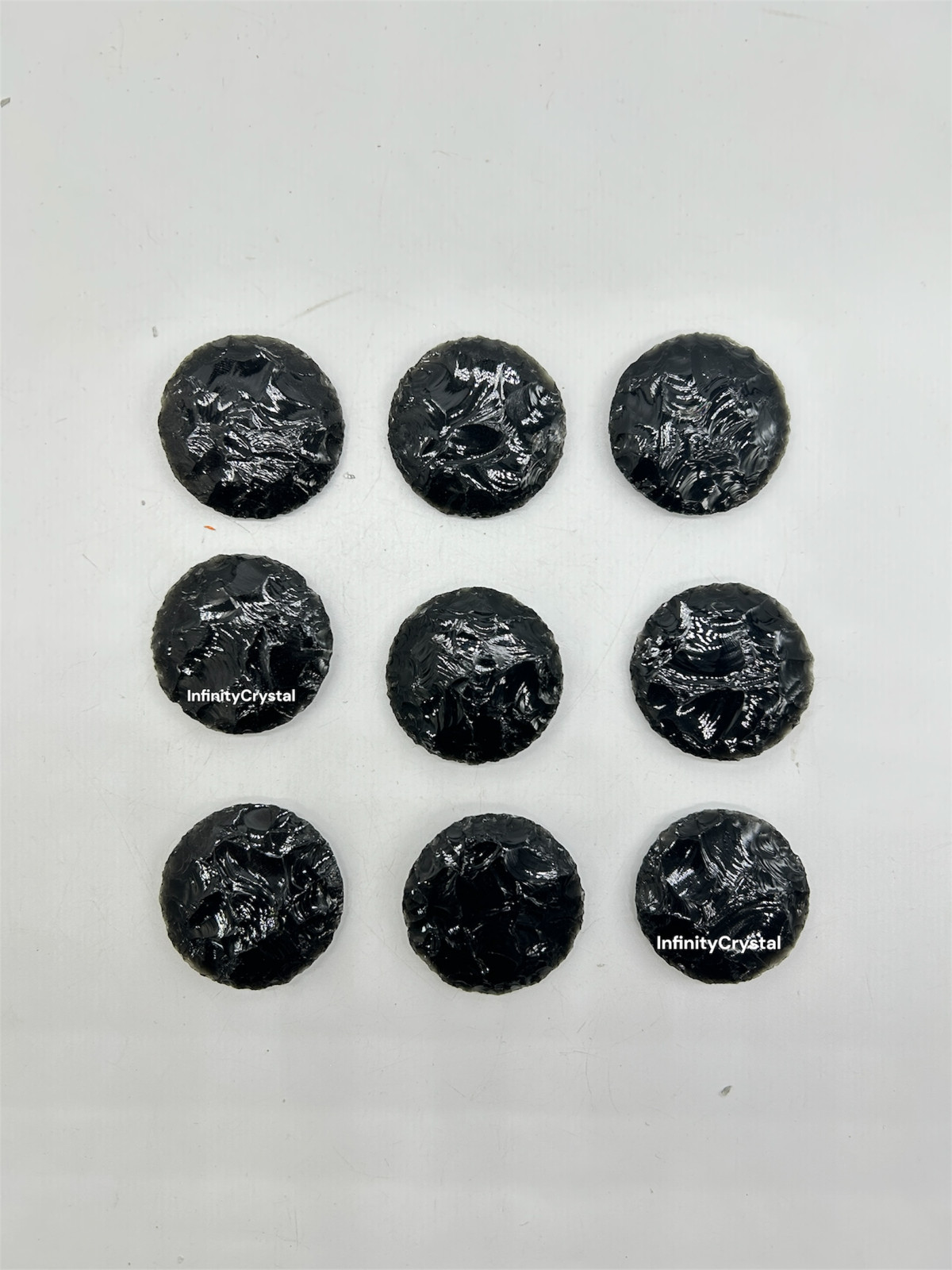 35mm Natural Black Obsidian Disc – Protection & Grounding Healing Crystal Altar