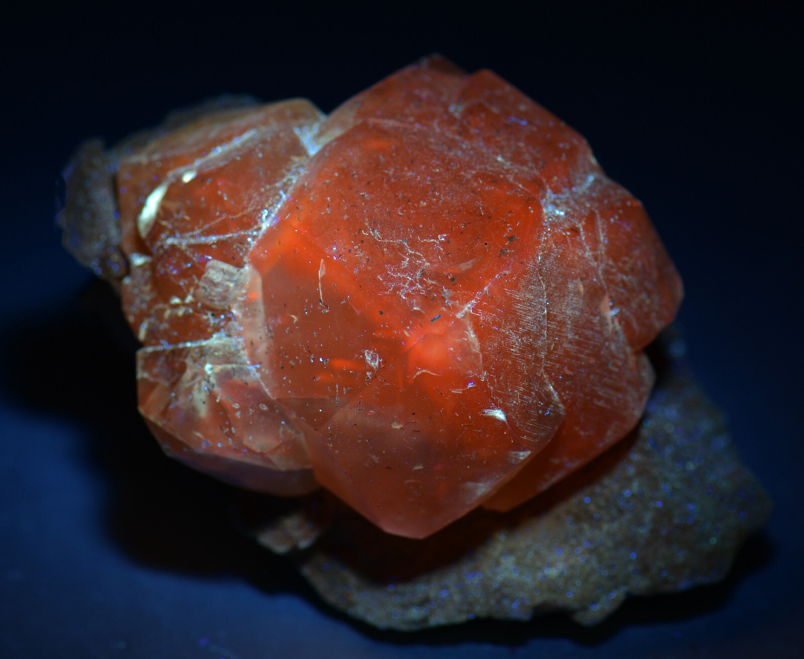 Excellent Berry Calcite crystals large, UV. Berry Quarry, Indiana. 170 grams.