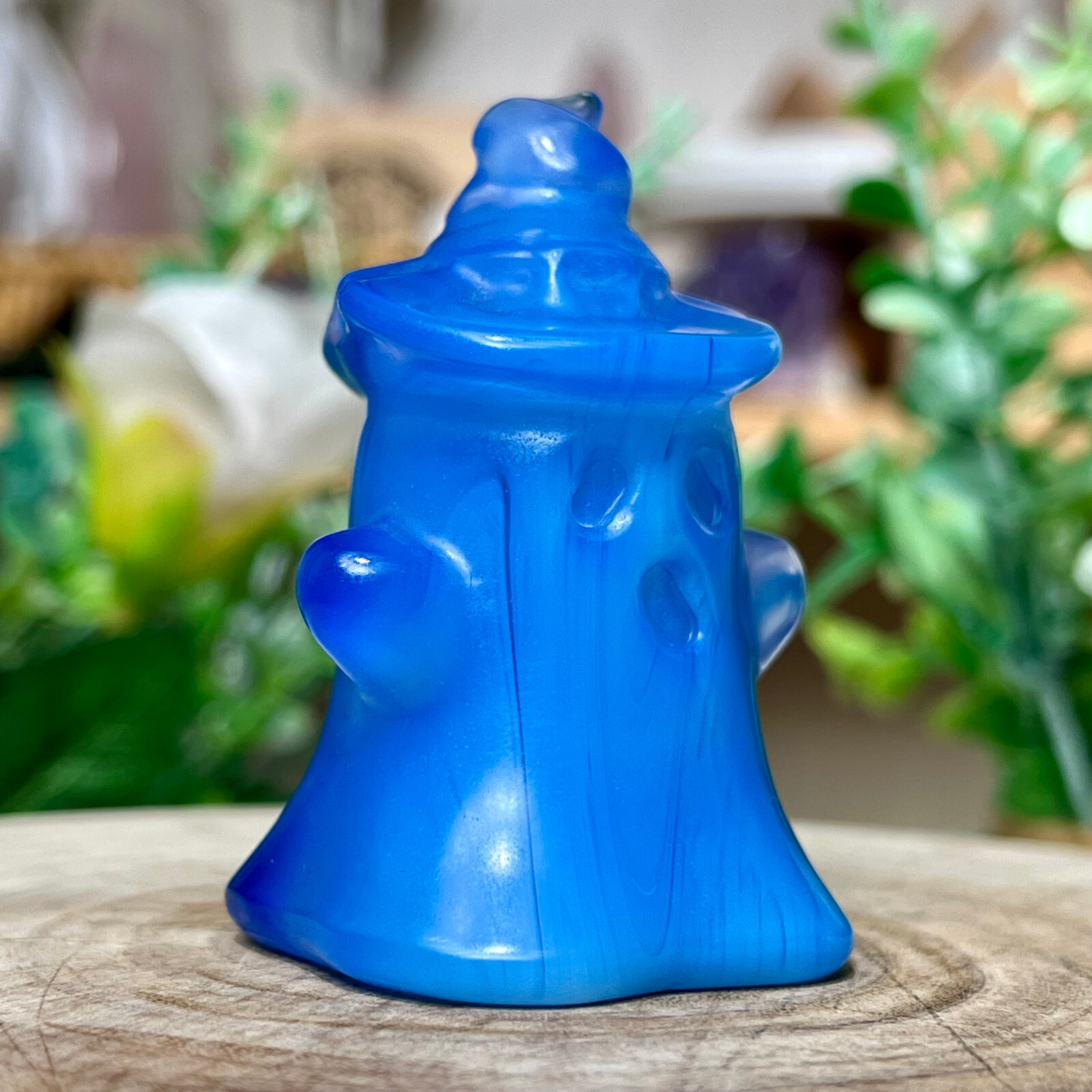 67G Natural blue protein Quartz Hand Carved ghost Crystal Reiki Gem Dec