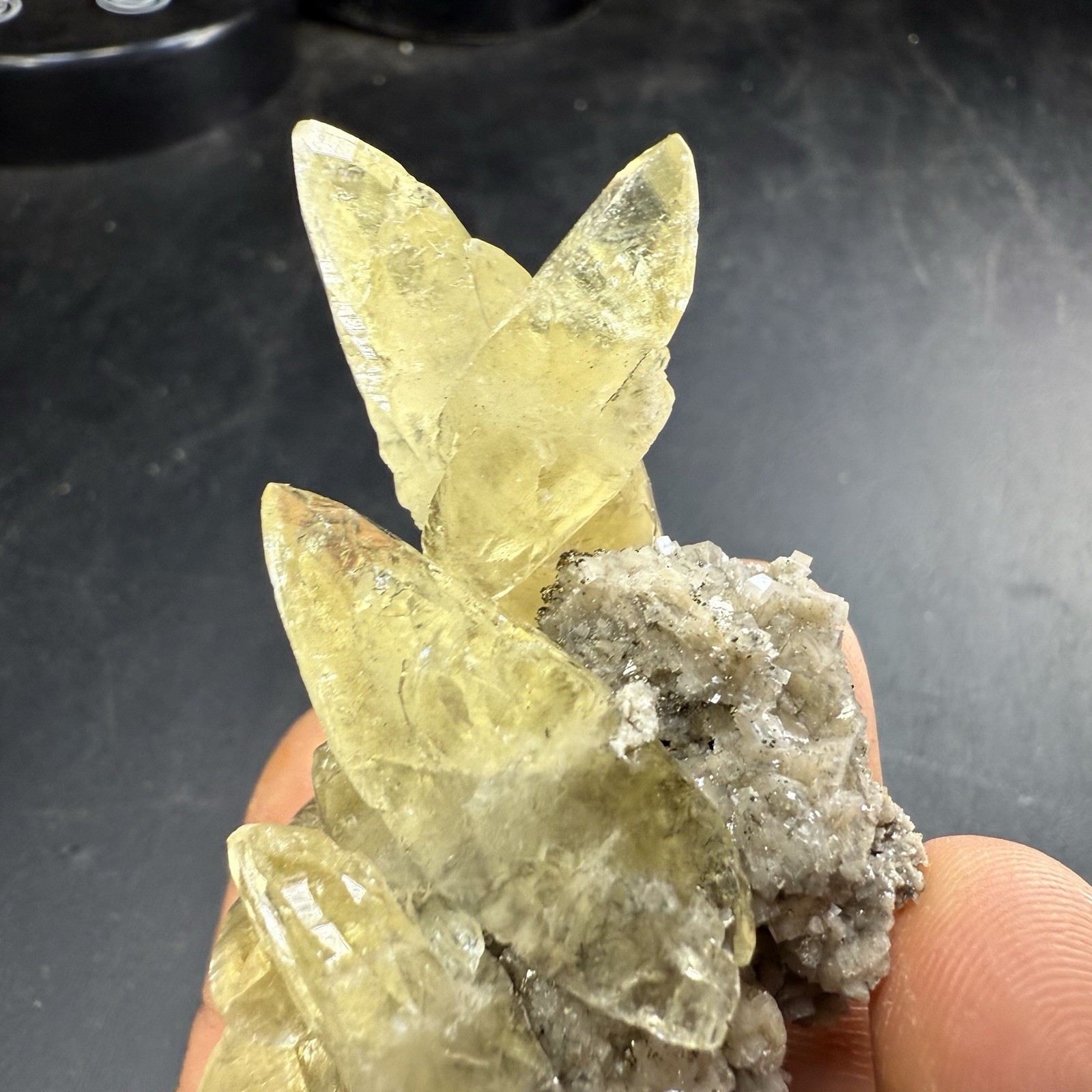 Golden Calcite Crystals on Chalcopyrite Dolomite Pyrite Matrix / Missouri