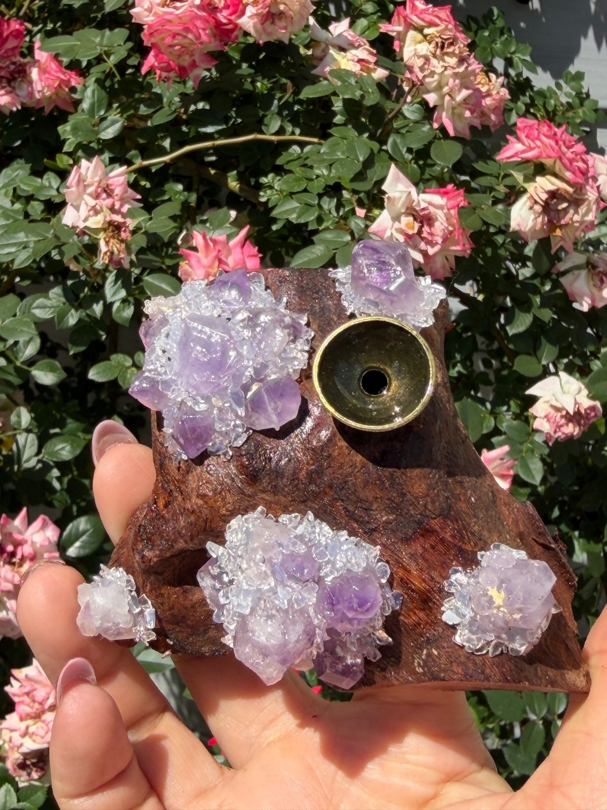 Wholesale Lot 8 Pcs Natural Amethyst Drift Wood sphere Stand – Incense Holder