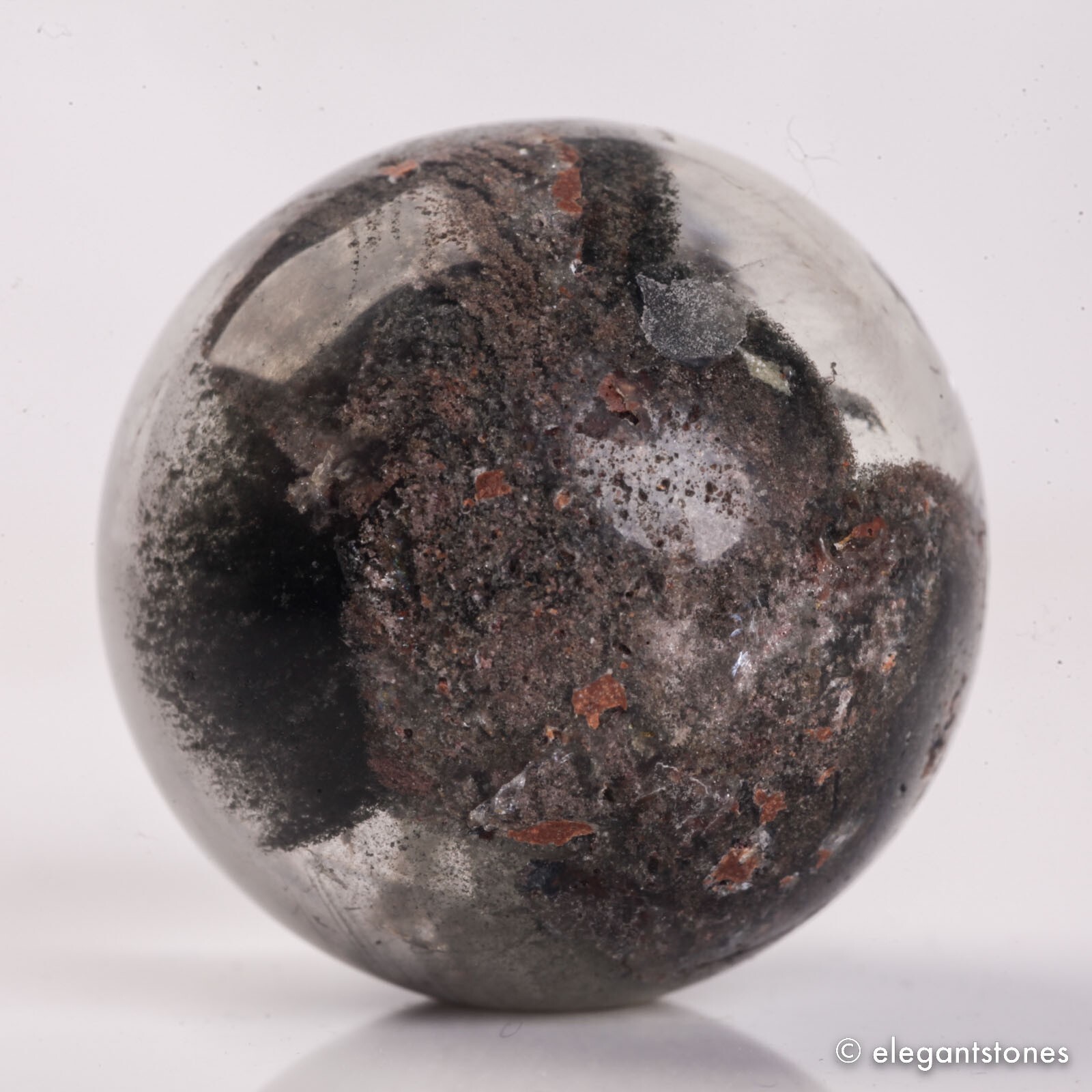48g33mm Natural Garden/Phantom/Ghost/Lodolite Quartz Crystal Sphere Healing Ball