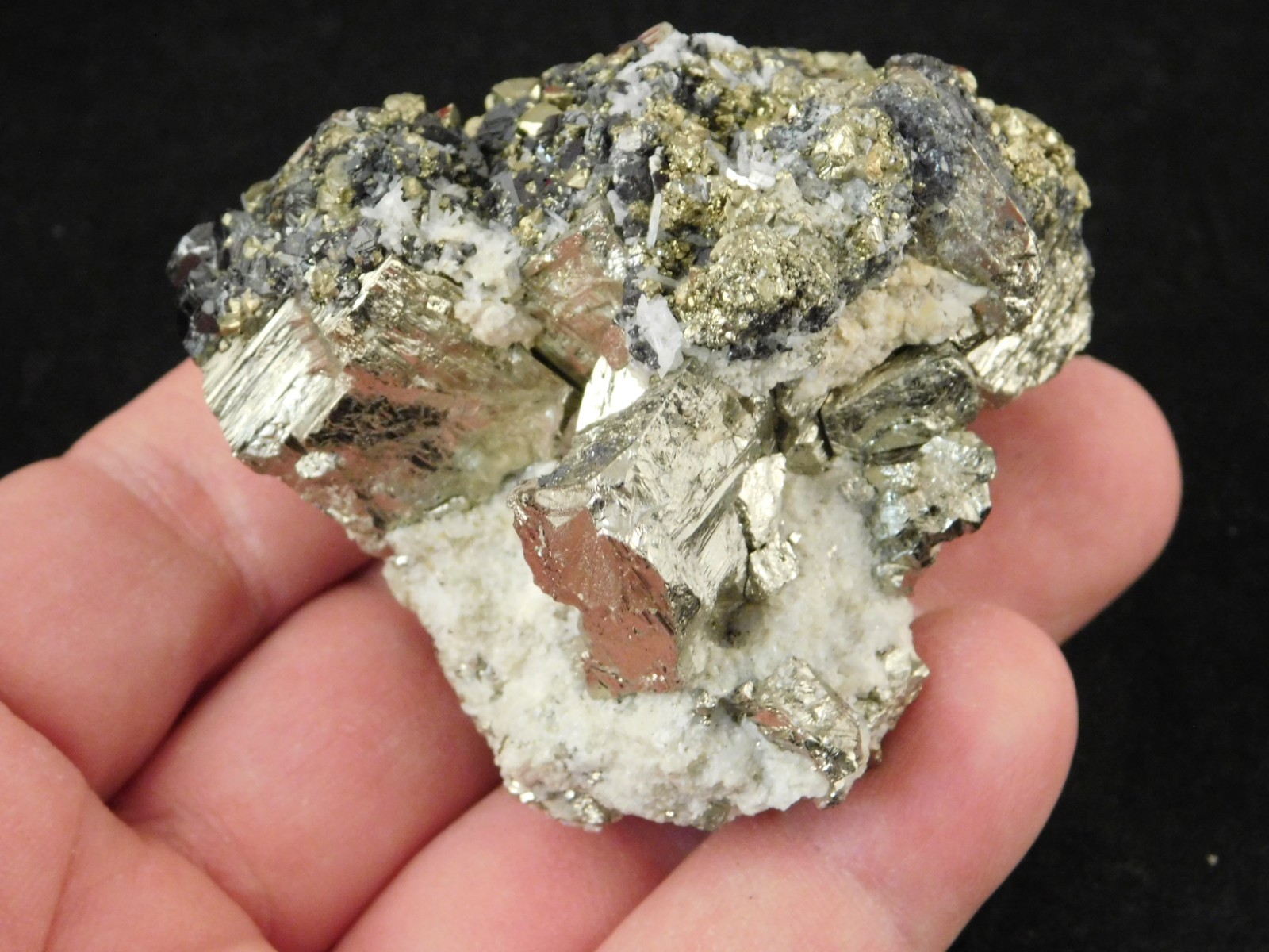 Sphalerite Crystal Cluster with Chalcopyrite Calcite and Pyrite 214gr