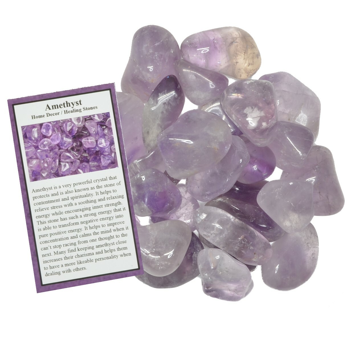 1/2 lb Amethyst Tumbled Stones – Grade 2 – Medium – 1″ to 1.5″ Avg.