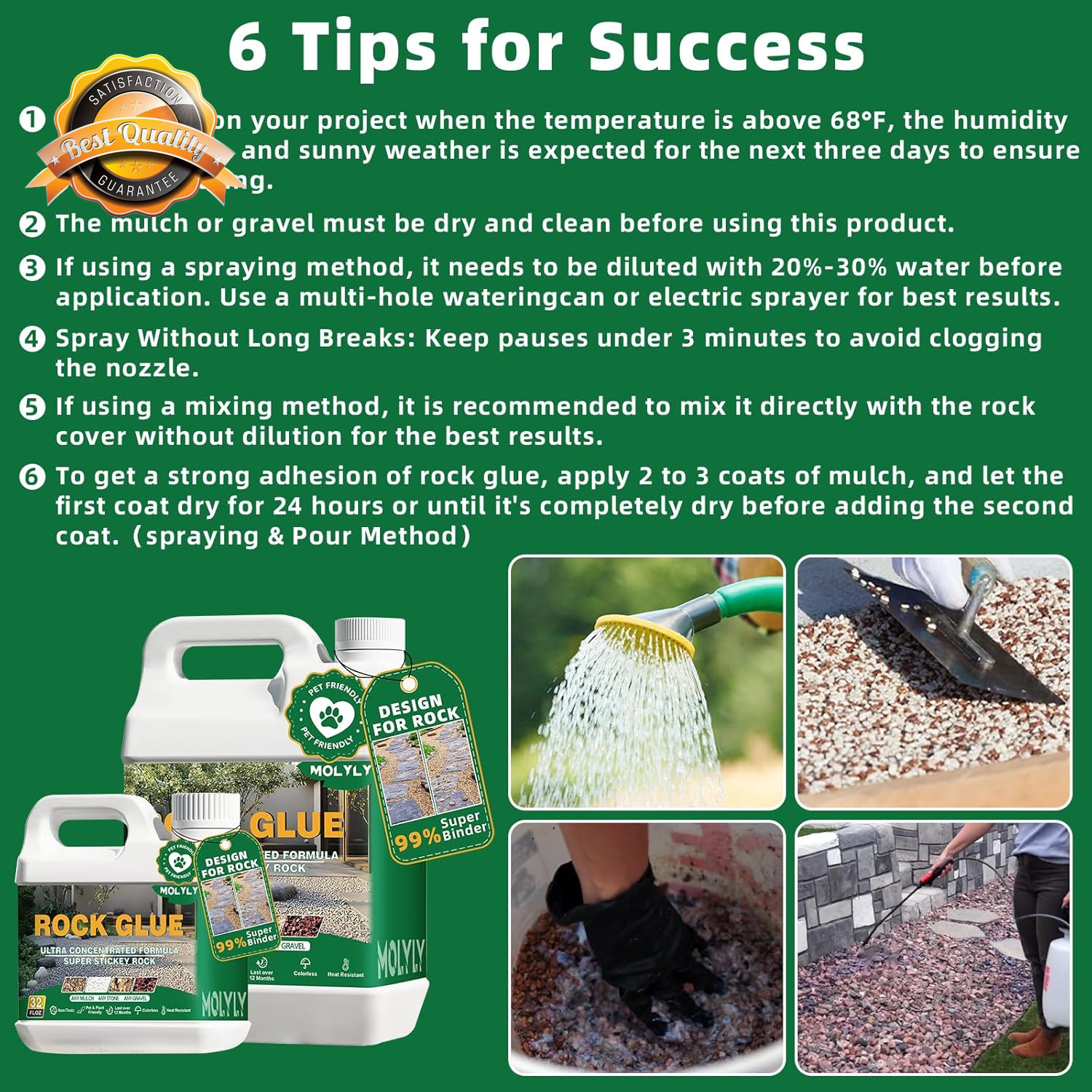 2 Gallon Rock Glue Mulch Gravel Binder Stone Adhesive Landscape