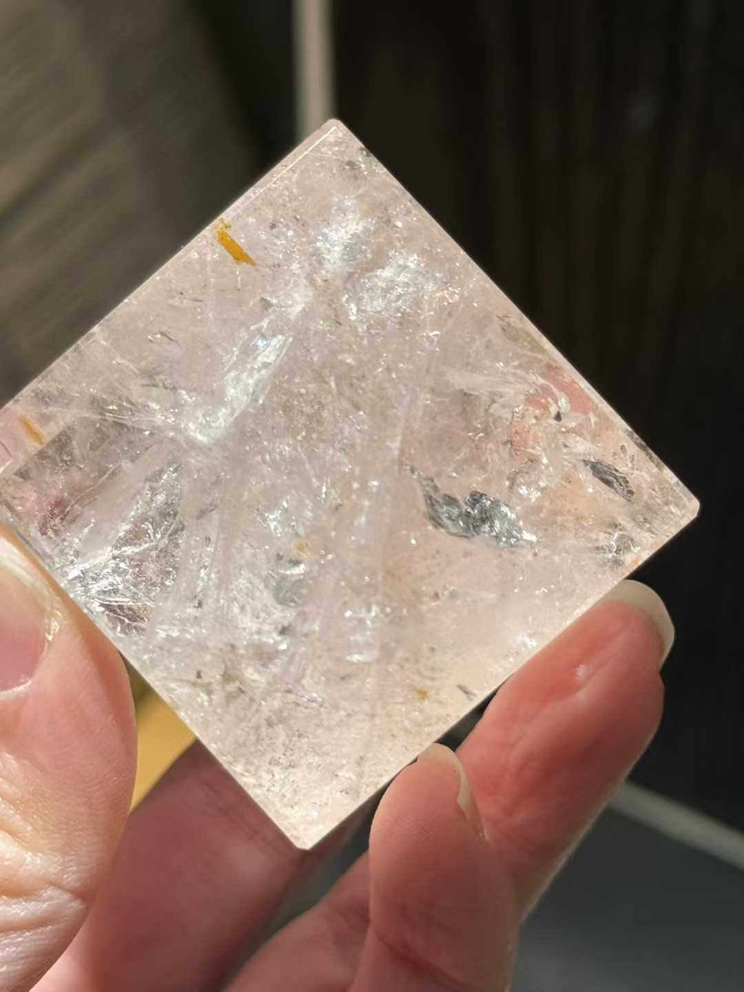 42mm Natural white quartz square Crystal Energy Reiki Healing