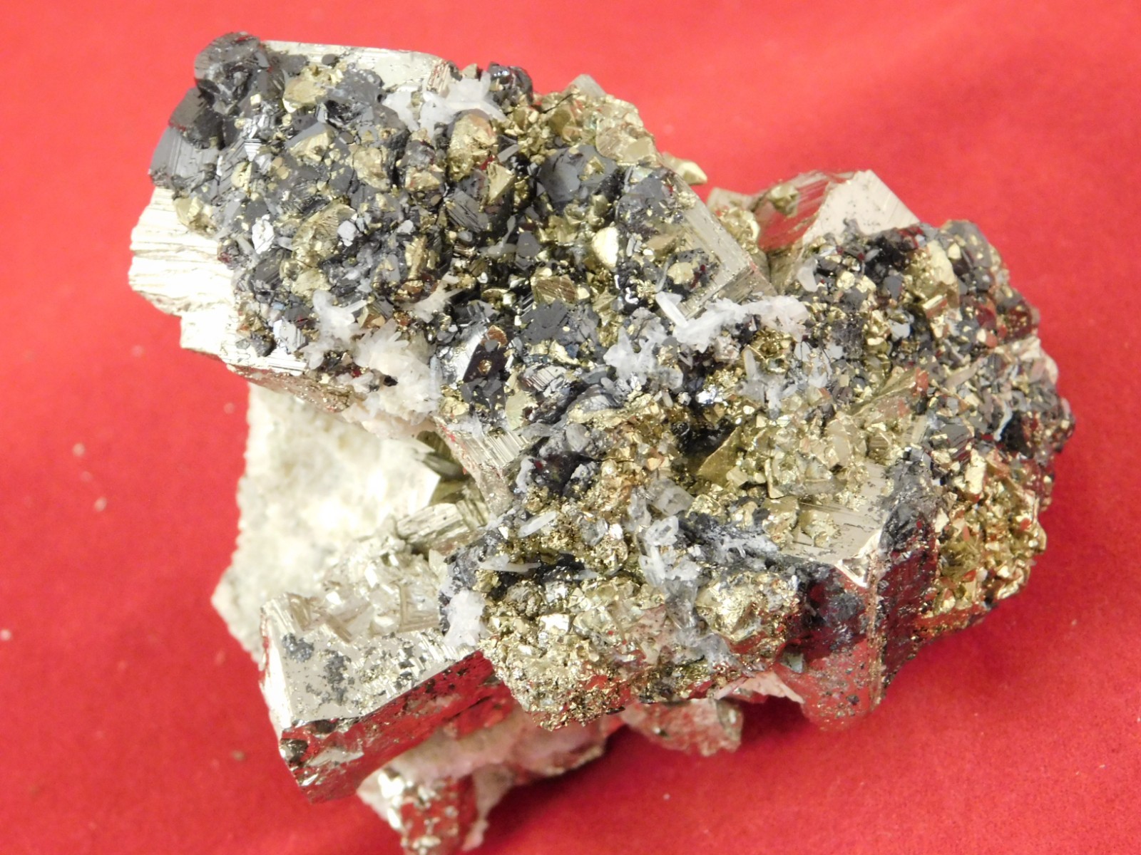 Sphalerite Crystal Cluster with Chalcopyrite Calcite and Pyrite 214gr
