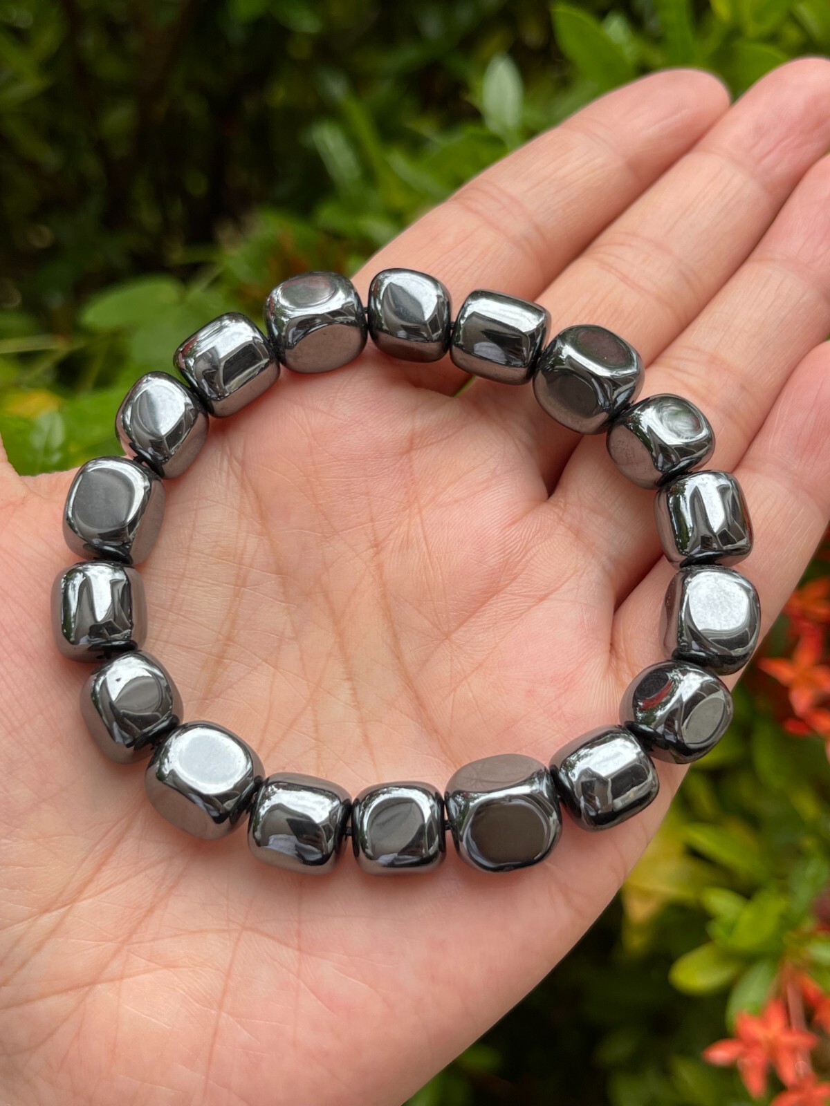 Grade A++ Hematite Tumbled Bracelet 8mm, Genuine Hematite Nugget Bracelet