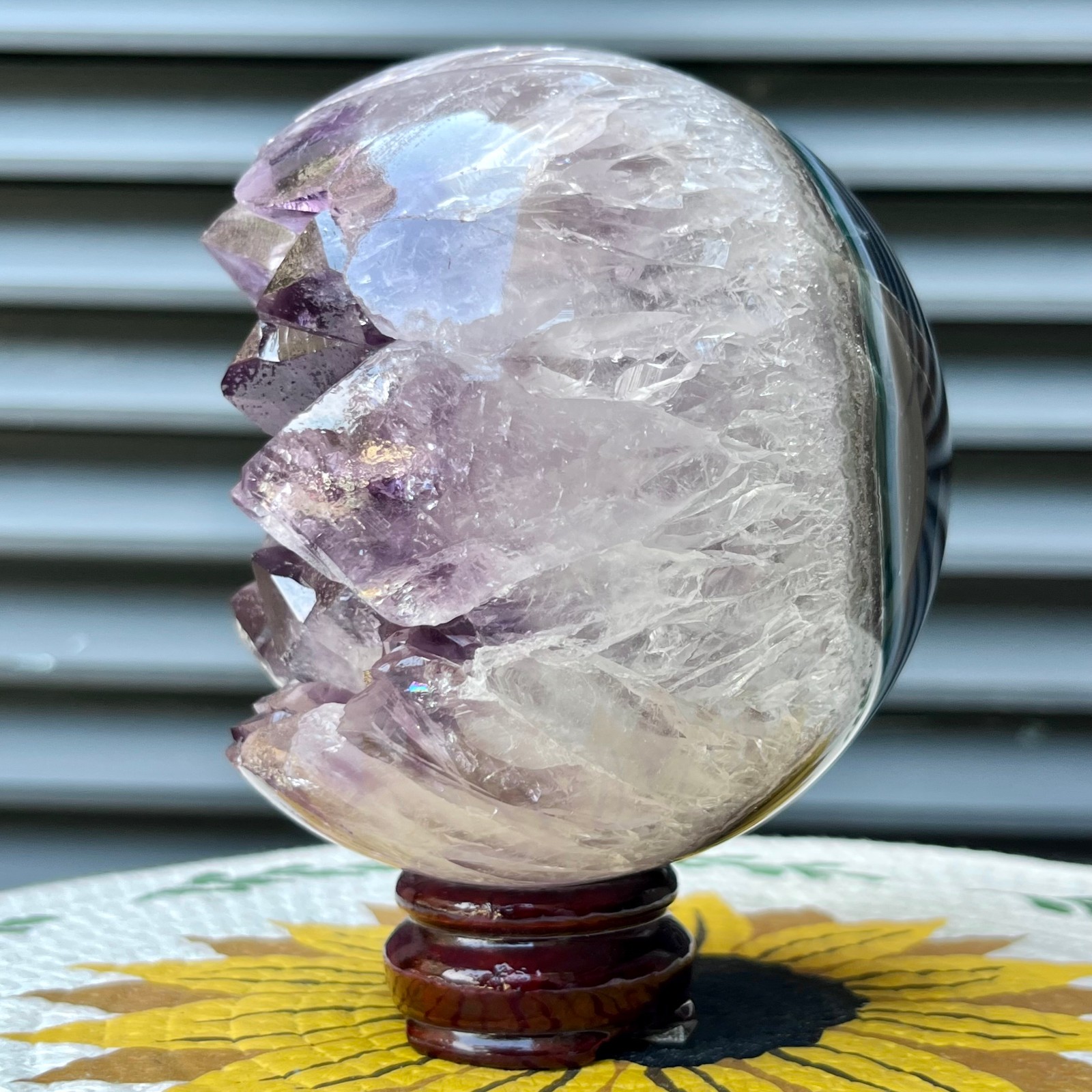 4.2 lb Amethyst Geode Crystal Sphere Natural Druzy Ball Agate Display Art Decor