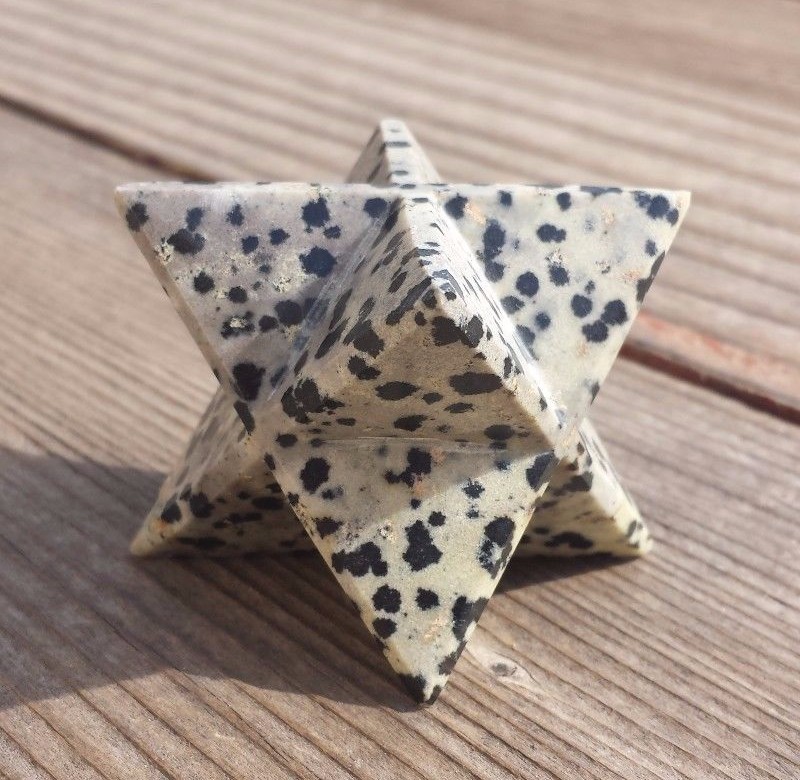 LARGE (50mm) DALMATIAN JASPER GEMSTONE MERKABA STAR (ONE) – BUY IT NOW