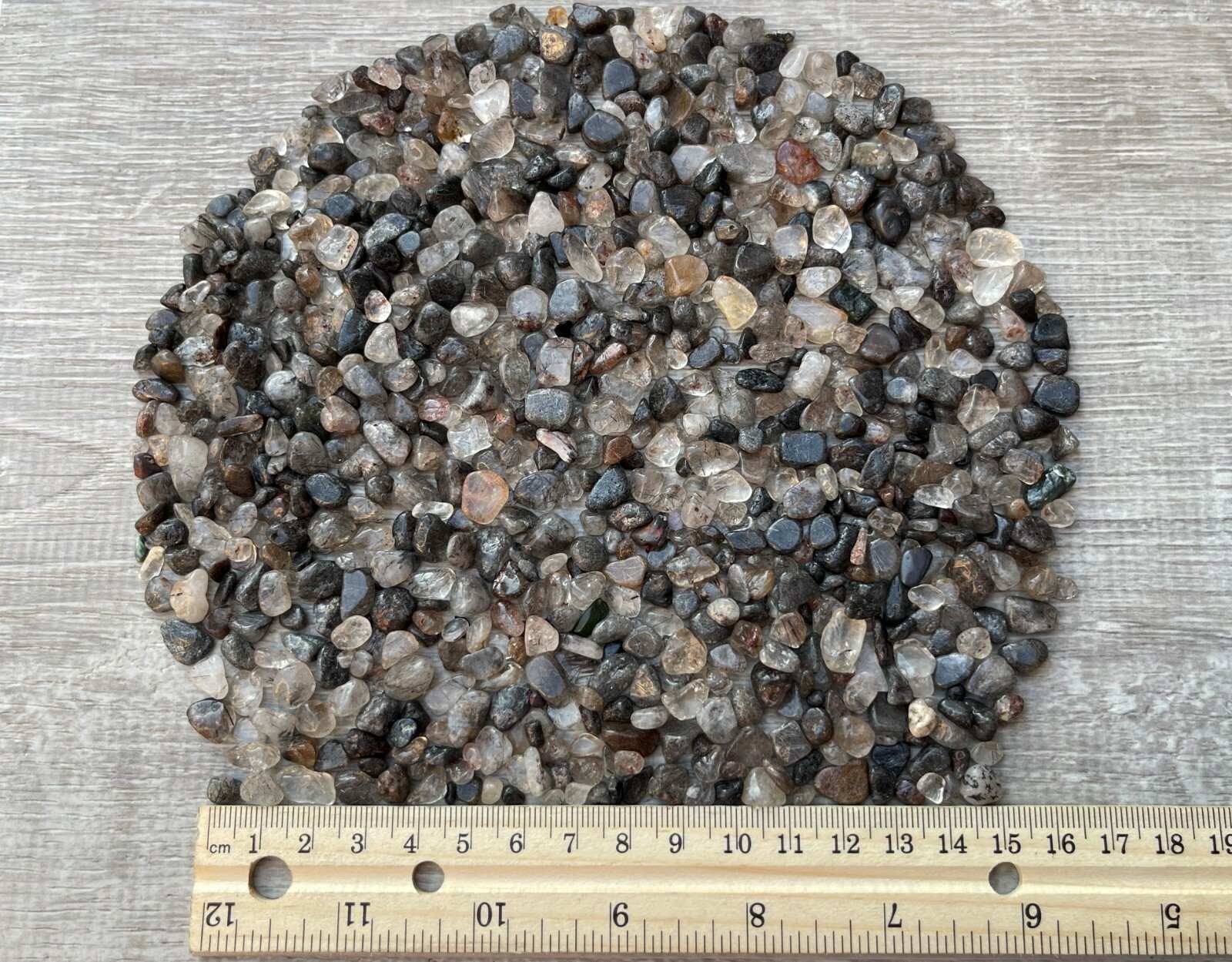 Black Rutilated Quartz Semi Tumbled Gemstone Chips 5-12mm, Wholesale Bulk Lot