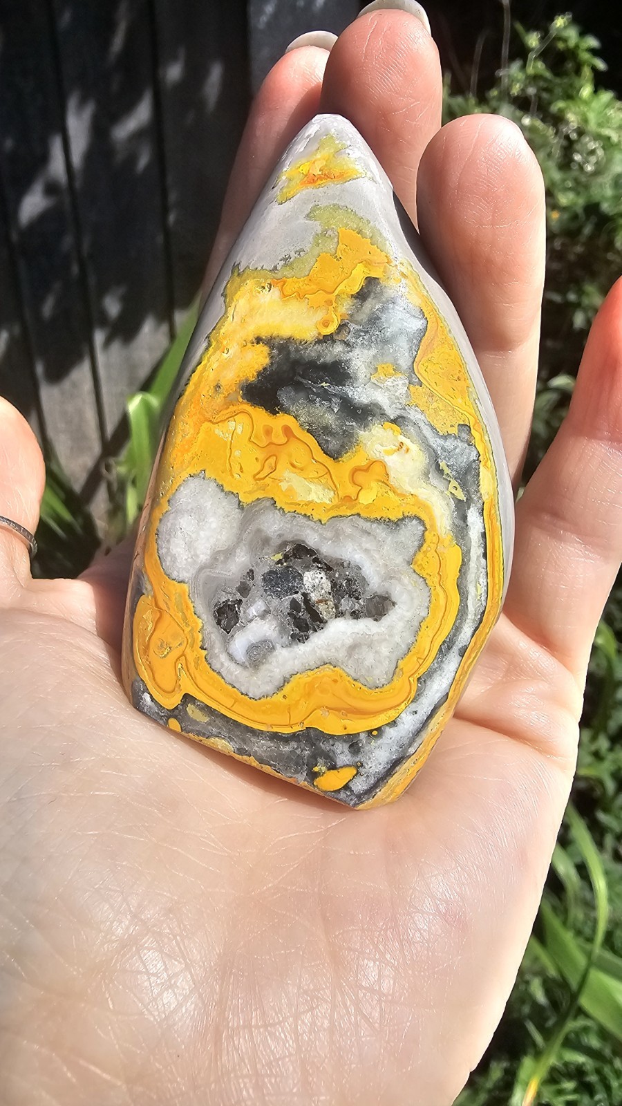 Indonesian Bumblebee Jasper crystal freeform 130g yellow Upliftment 7.6cm