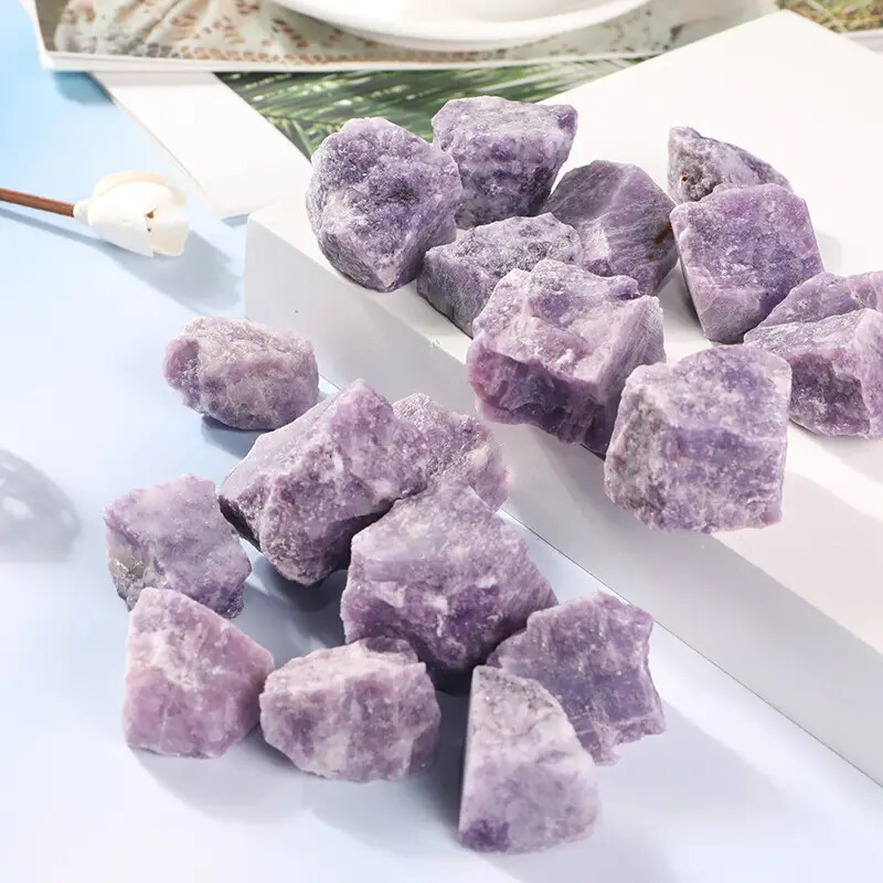 Unique Raw Rough Purple Lepidolite Stone Natural Healing Quartz Crystal Decor