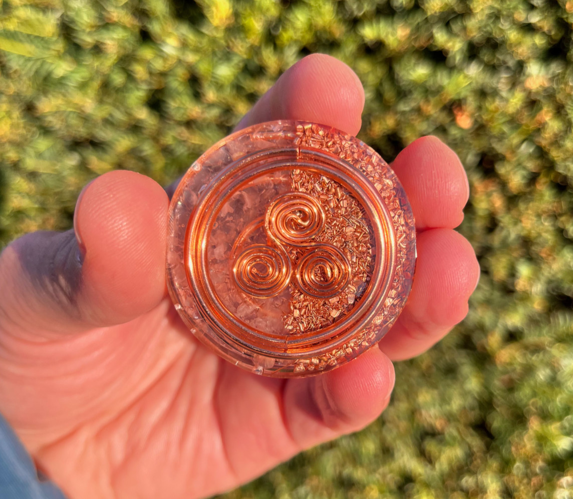 Pocket OG ORGONITE made of COPPER, METAL, Rose Quartz and RESIN Handmade