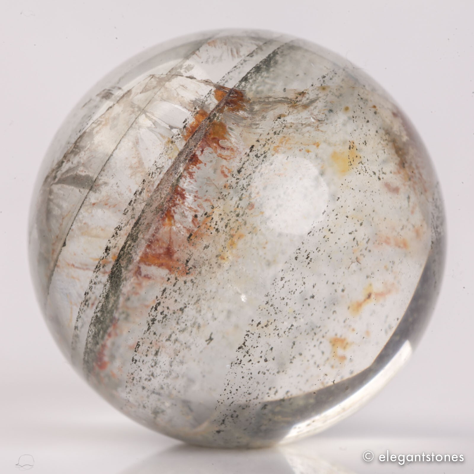 48g32mm Natural Garden/Phantom/Ghost/Lodolite Quartz Crystal Sphere Healing Ball