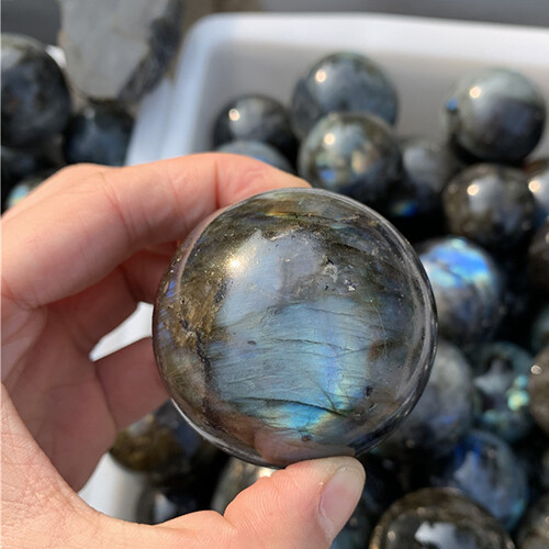 40mm Natural Rainbow Labradorite Ball Quartz Crystal Sphere Reiki Healing Gift