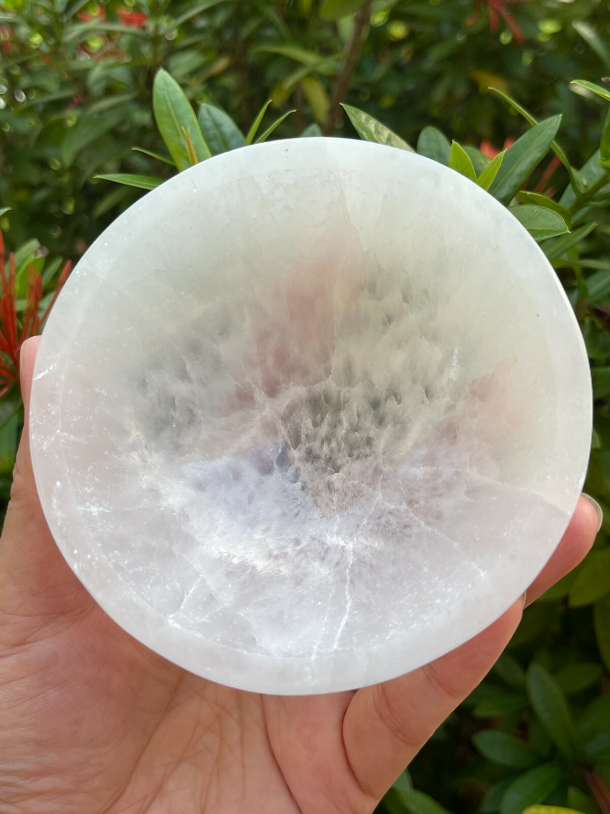 4″ Diameter SELENITE Crystal Polished Charging Bowl With Curves and Pedestal