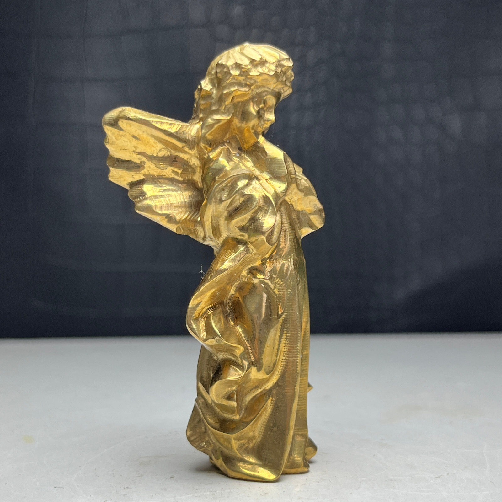 Natural Crystal Mineral Specimen.Brass. Hand-carved Angell. Gift. BP