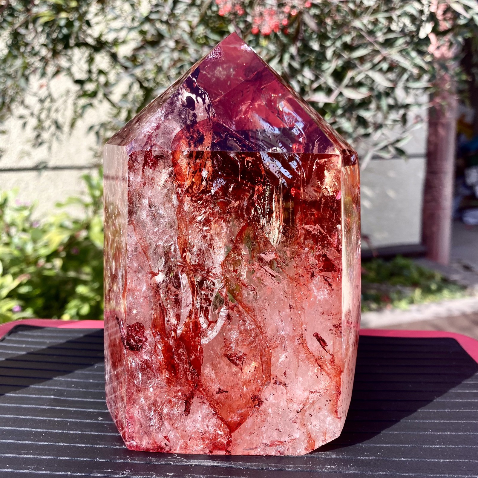 3.92LB Natural Crystal Red Ghost Quartz Mine Crystal Tower Decoration-