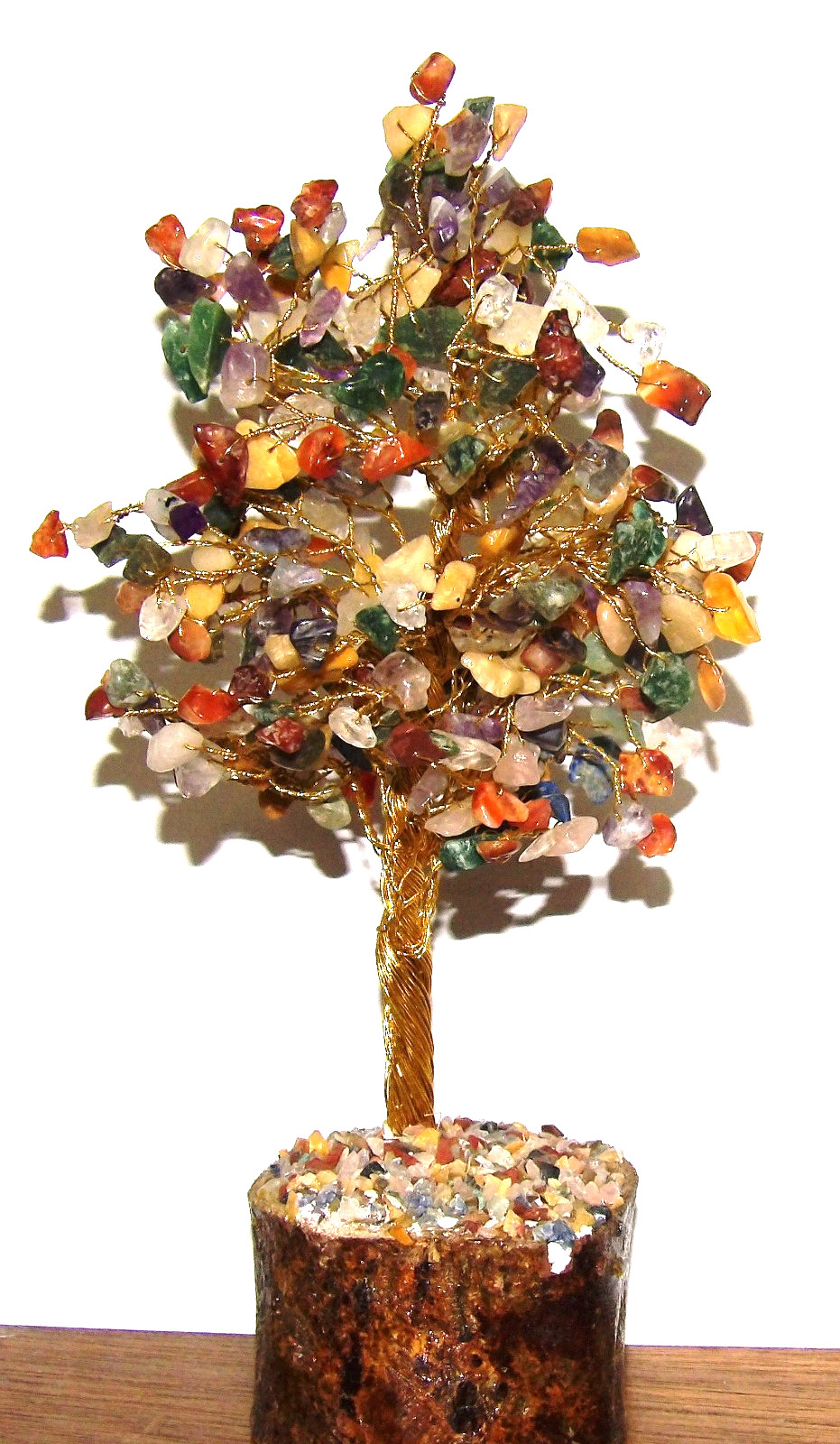 Semi – Precious Gem Tree – Multi Color – Gold Color Tree Trunk, 300 gems 8 – 9″