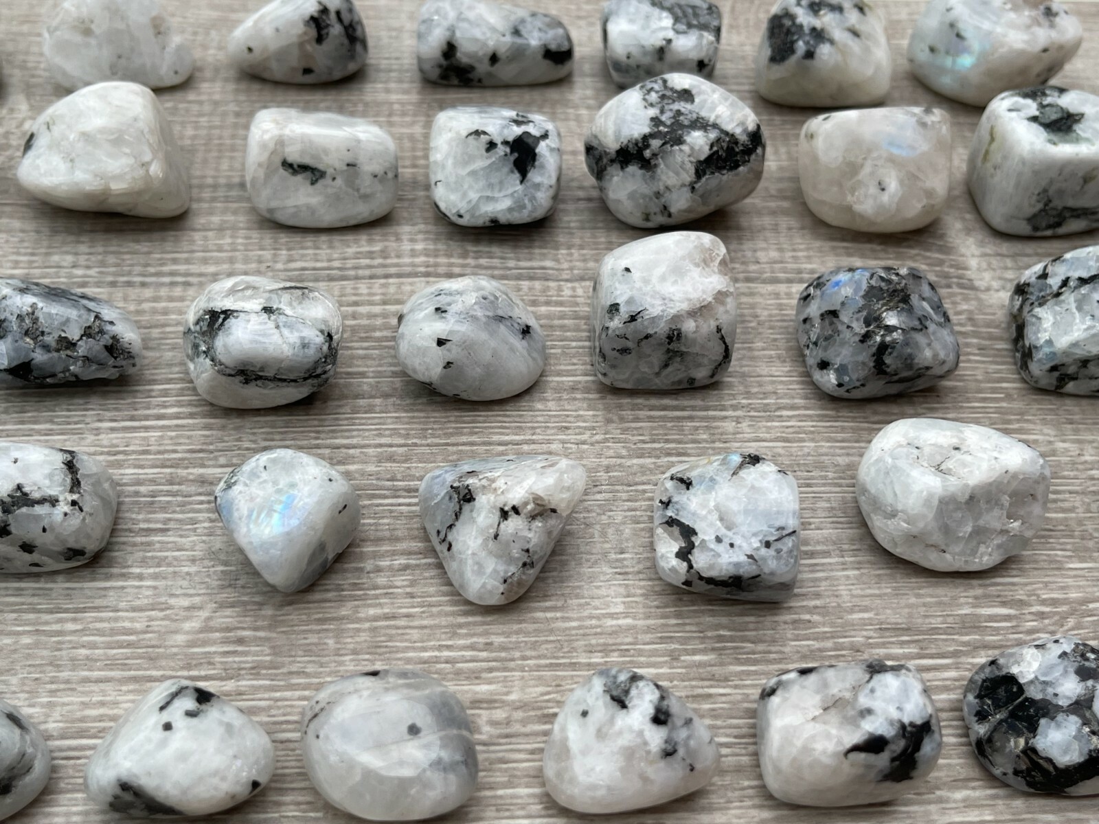 Rainbow Moonstone Tumbled Stone, 0.75-1″ Tumbled Rainbow Moonstone, Bulk Lots