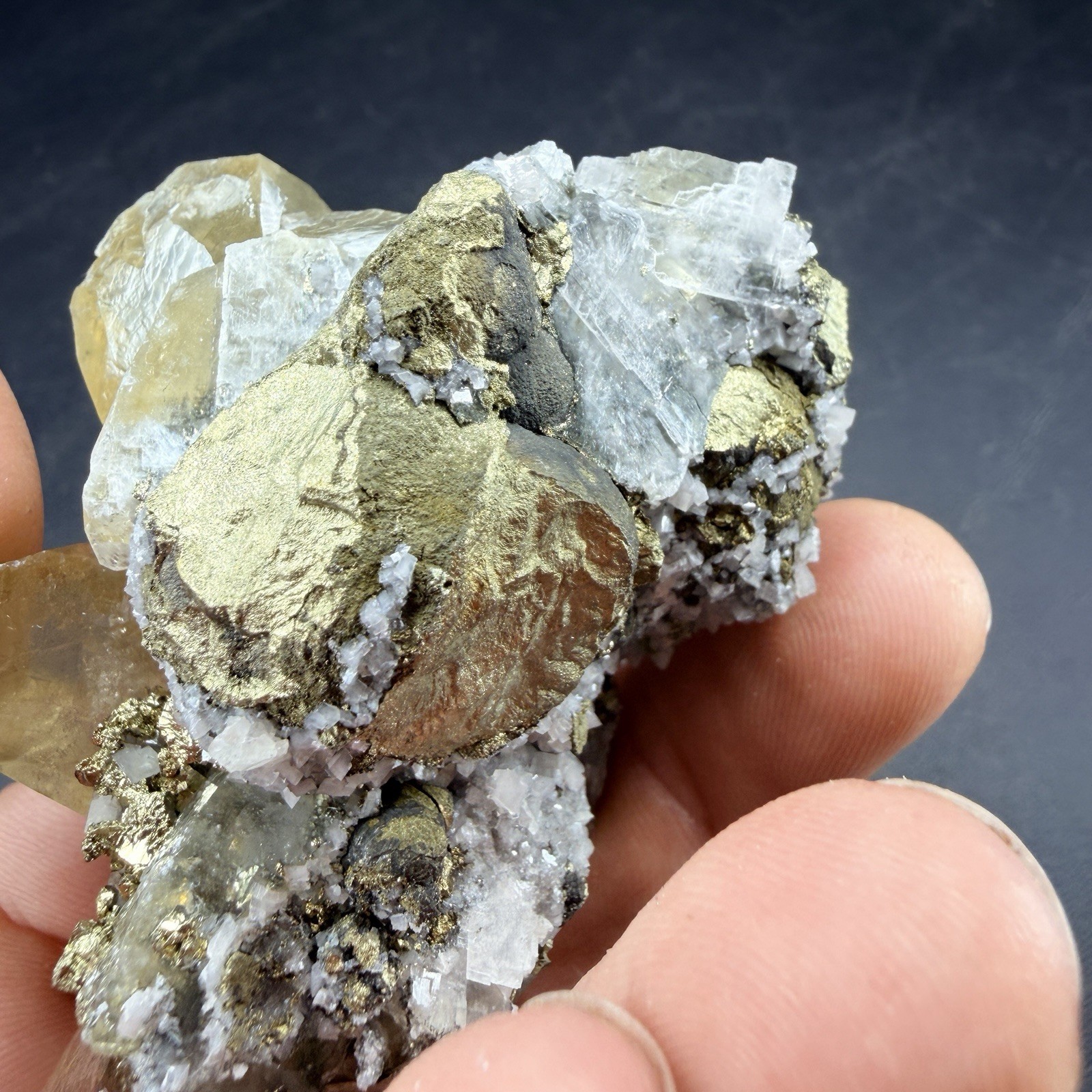 Golden Calcite Chalcopyrite Dolomite Crystal Combo / Sweetwater Mine *Video*