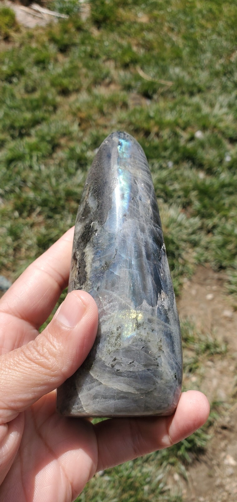 Labradorite Freeform Crystal, Yellow Flashes Decor 390g