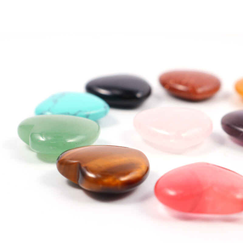 Wholesale 20mm Natural Stone Crystal Carved Heart Healing Love Gemstone