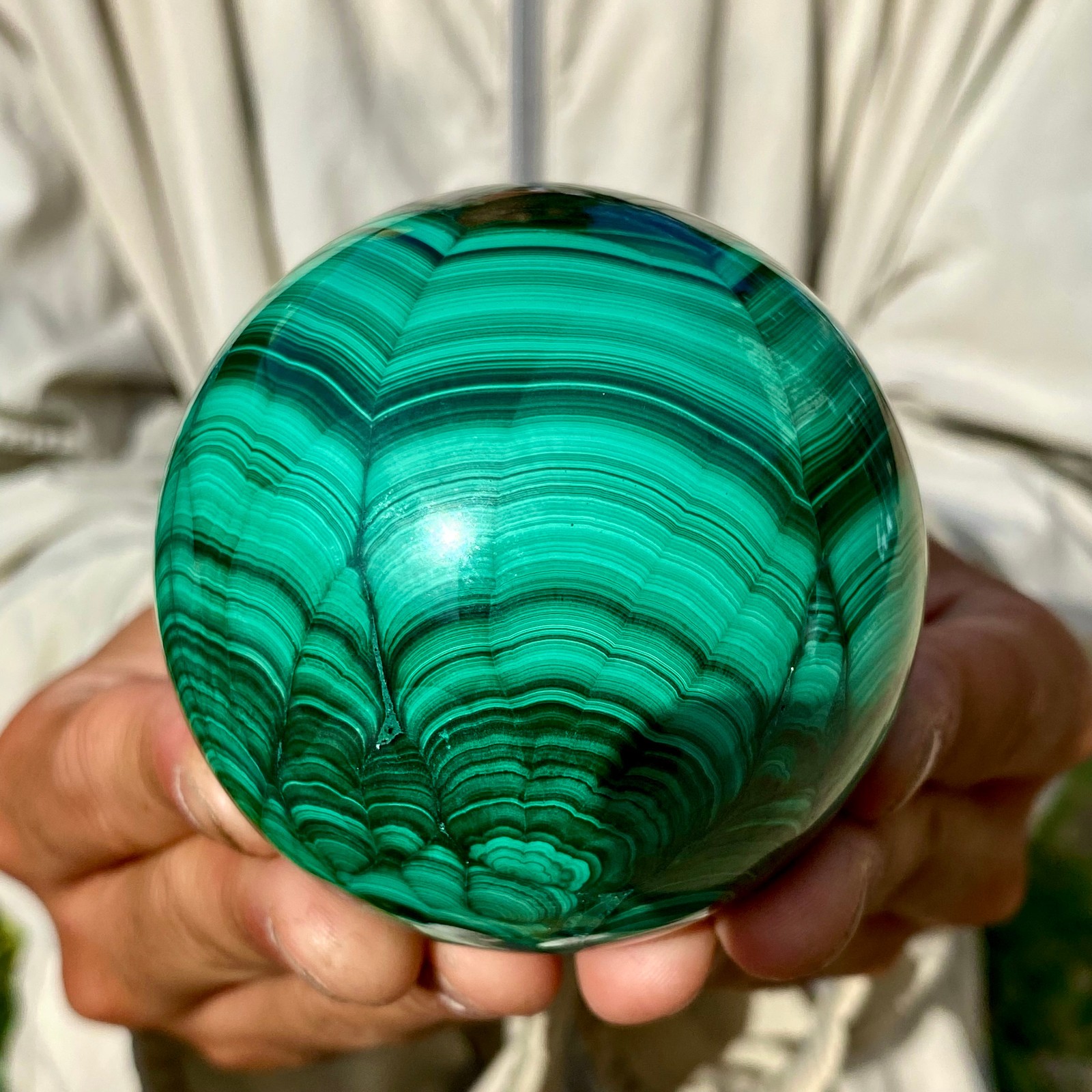 1.56LB Rare Natural Malachite quartz hand Carved sphere Crystal Healing