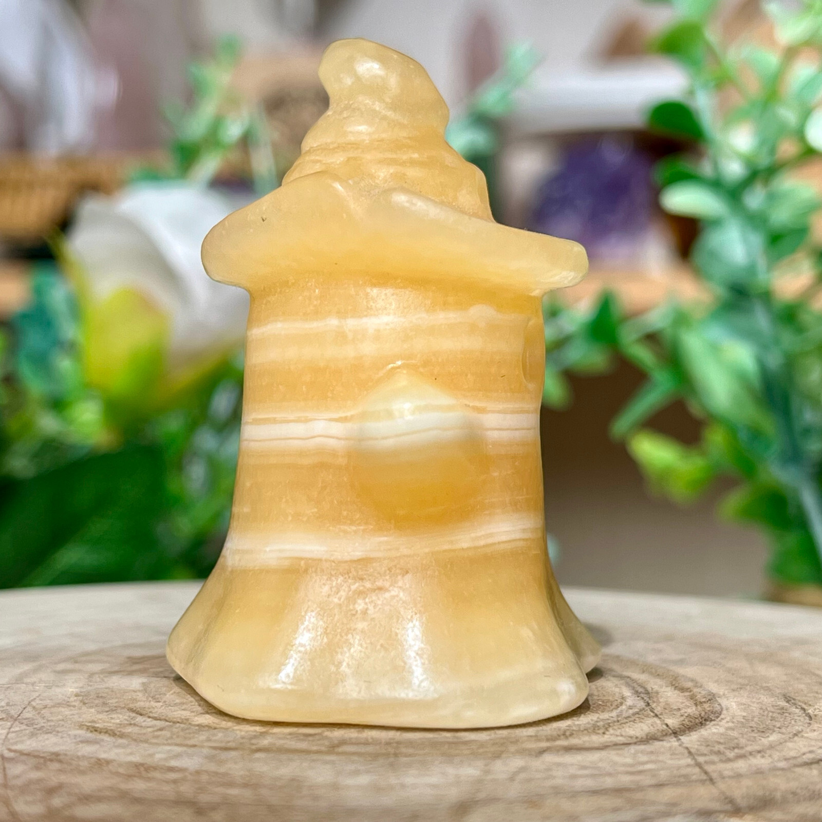 70G Natural yellow calcite Ghost hand carving crystal quartz reiki gift