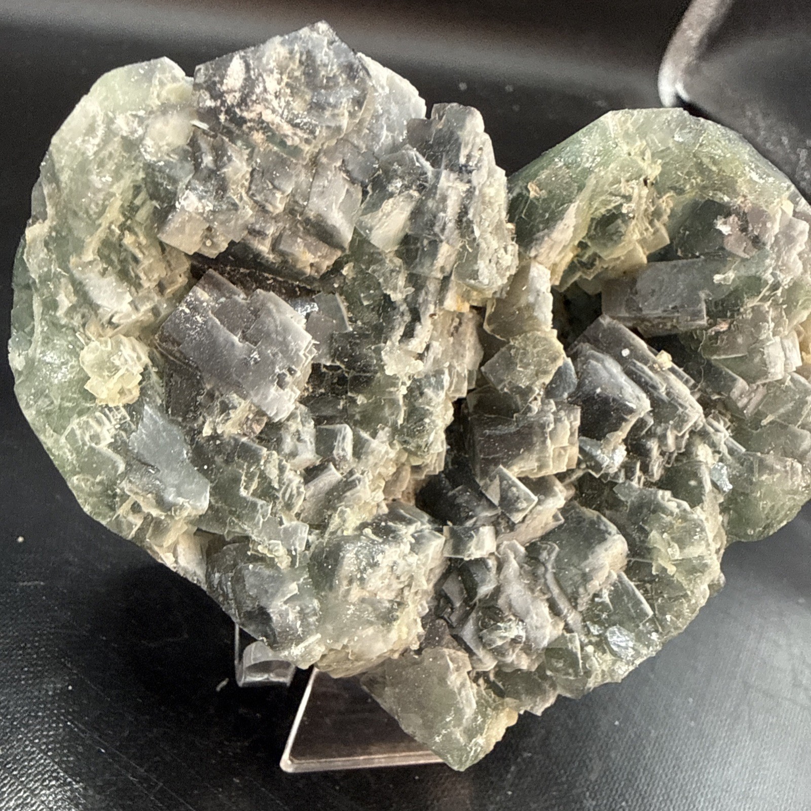 Multi-Colored Natural Faced Cubic Flourite Heart Specimen! Minerals, Crystals!