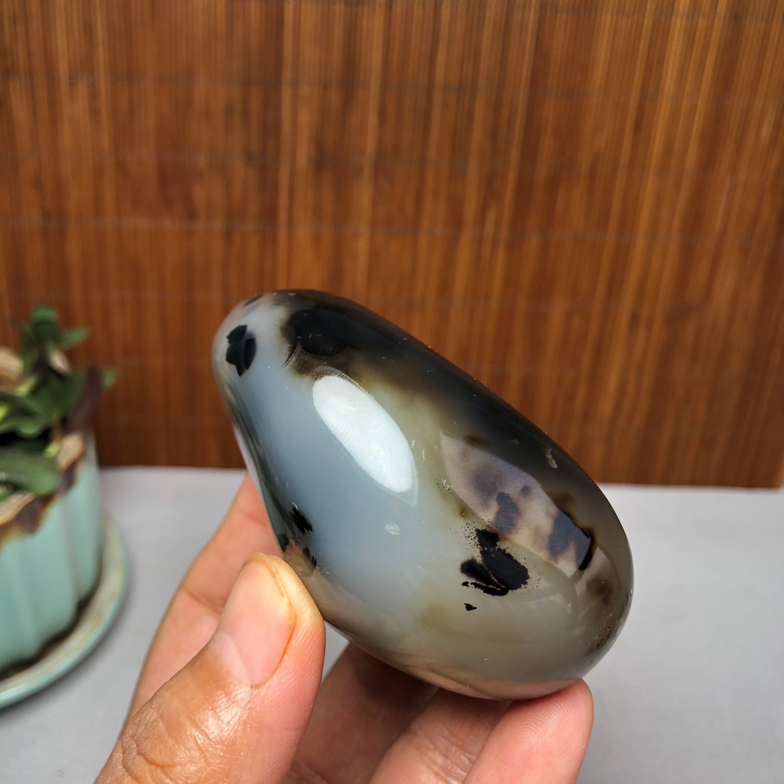 72mm Natural aquatic plants agate pretty Crystal specimens 167g A9995