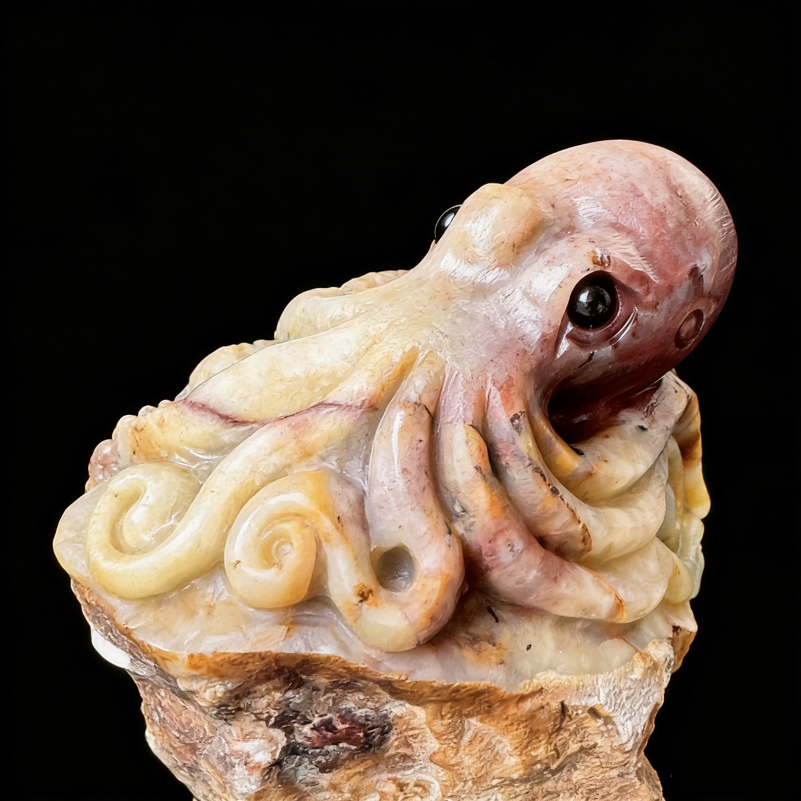 Hand-Carved Amazonite Octopus Sculpture, Natural Crystal Decor for Collectors