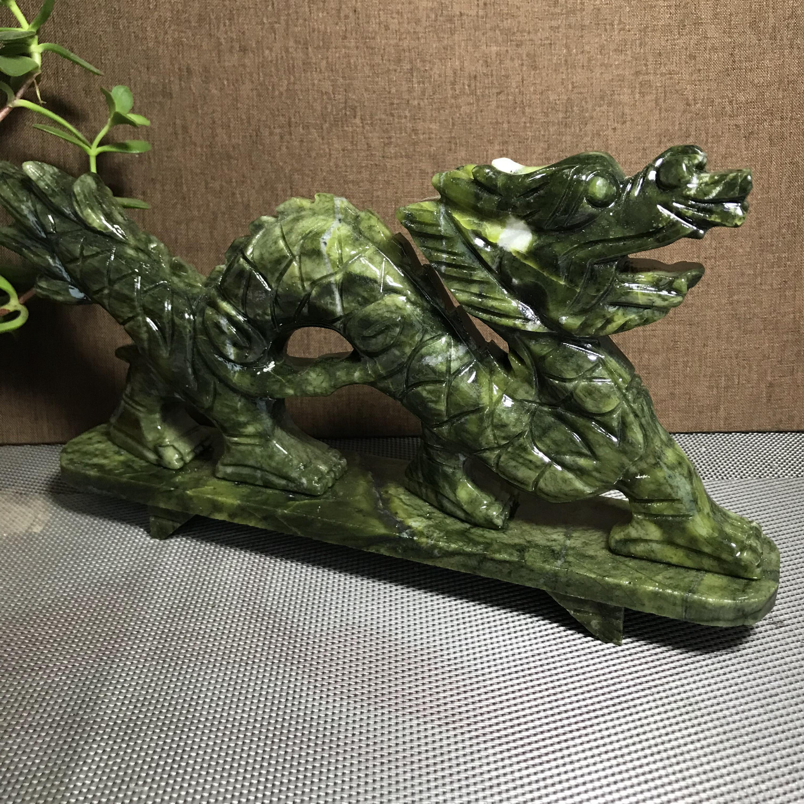 1310g Rare Natural Afghanistan Jade Carving Dragon Chinese Dragon Statue