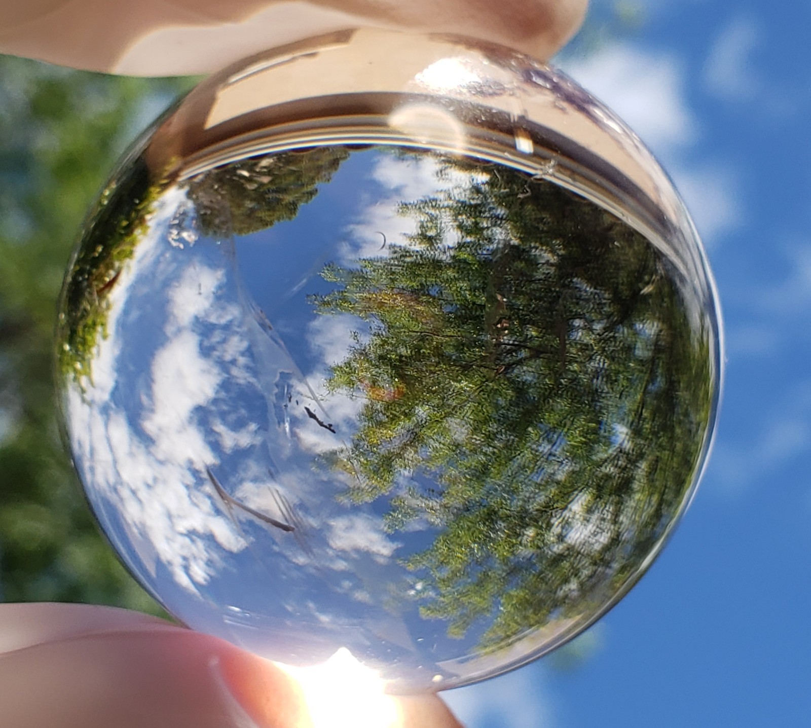 1.85″ Natural Clear Quartz Sphere Orb Ball Rainbows, 148g or 5.2 oz