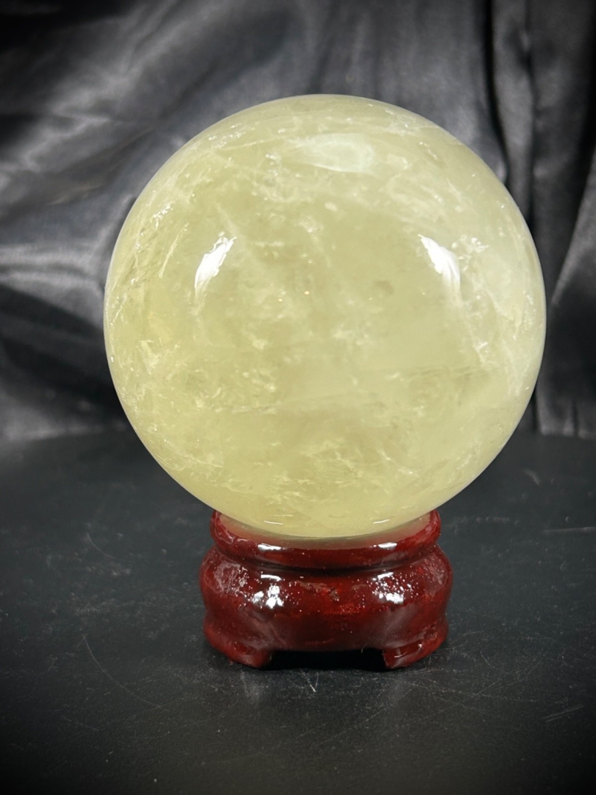 2.76″ Citrine Sphere With Wood Stand 1lb 1.1oz (485 grams)