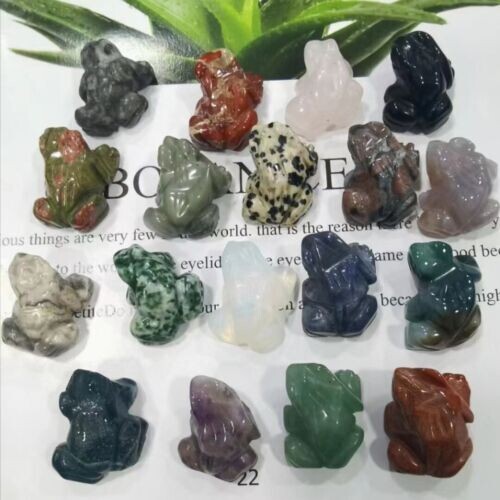5pc Natural blend quartz mini frog Carved skull Crystal reiki healing